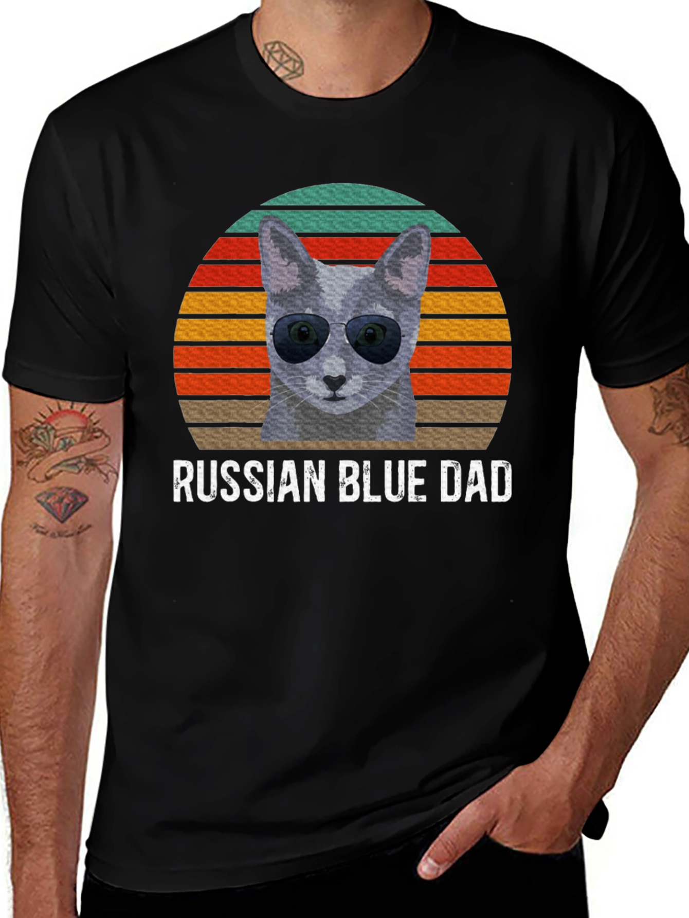 Russian Blue Dad T-Shirt - Cool Cat Lover Tee