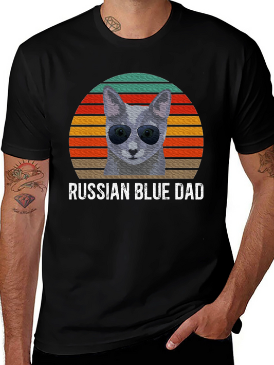 Russian Blue Dad T-Shirt - Cool Cat Lover Tee
