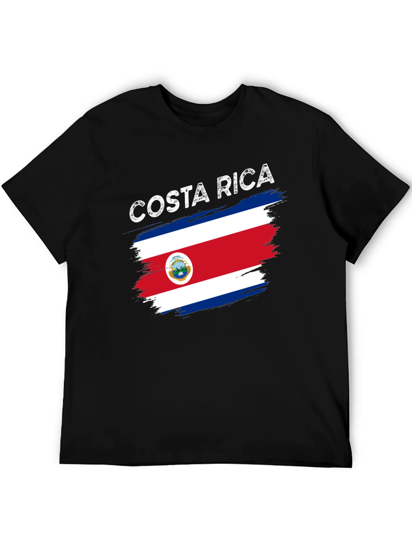 Costa Rica Flag Graphic Tee - Black T-Shirt