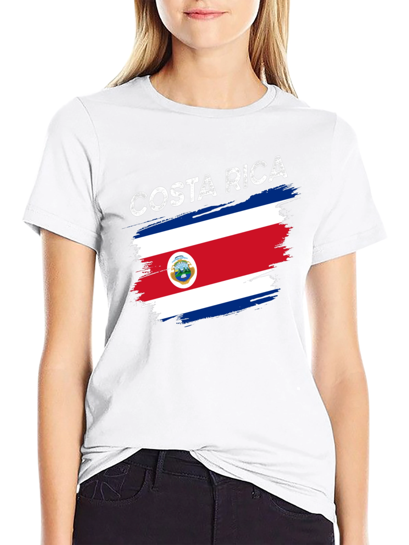 Costa Rica Flag Graphic Tee - Black T-Shirt