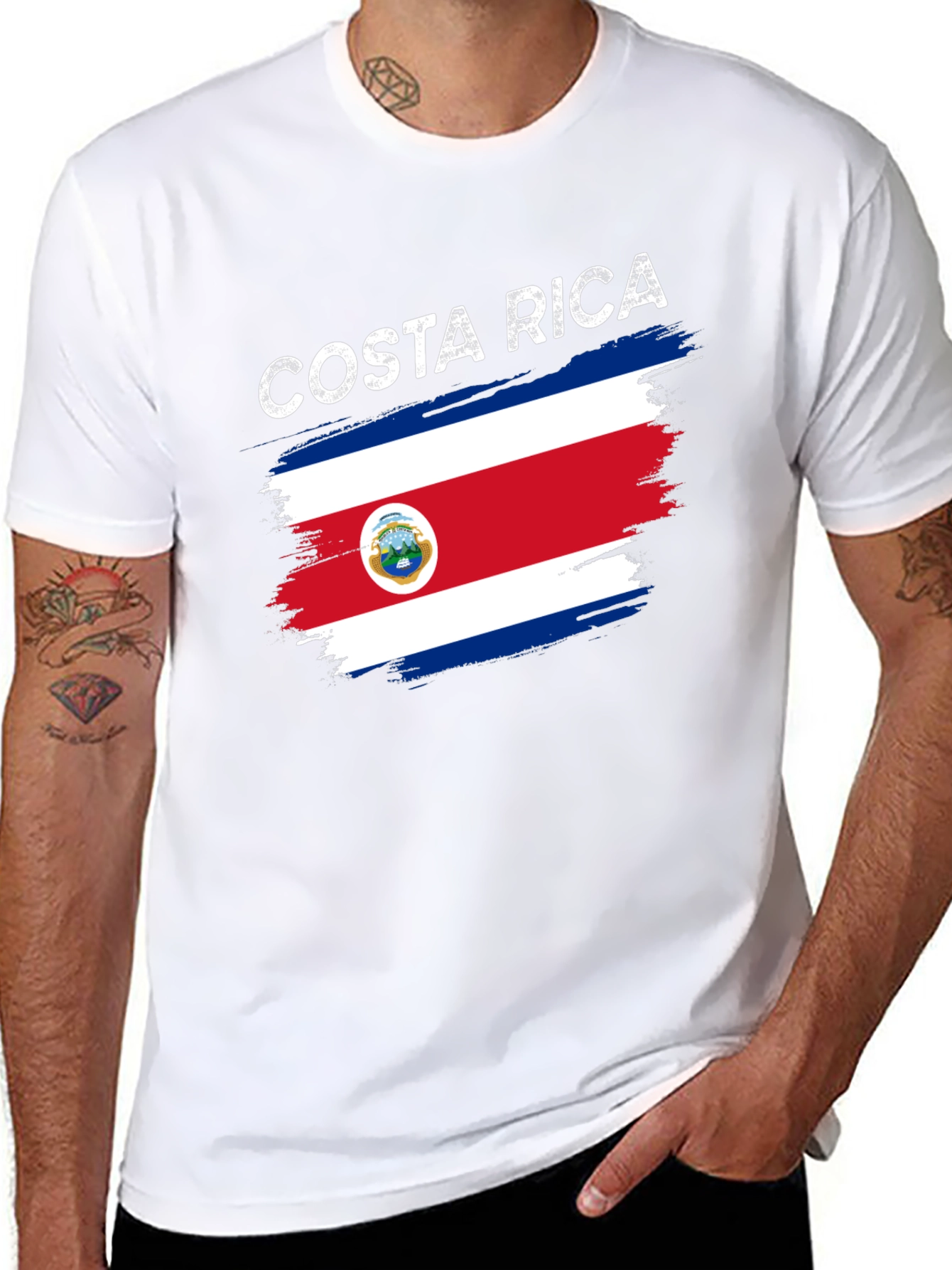 Costa Rica Flag Graphic Tee - Black T-Shirt