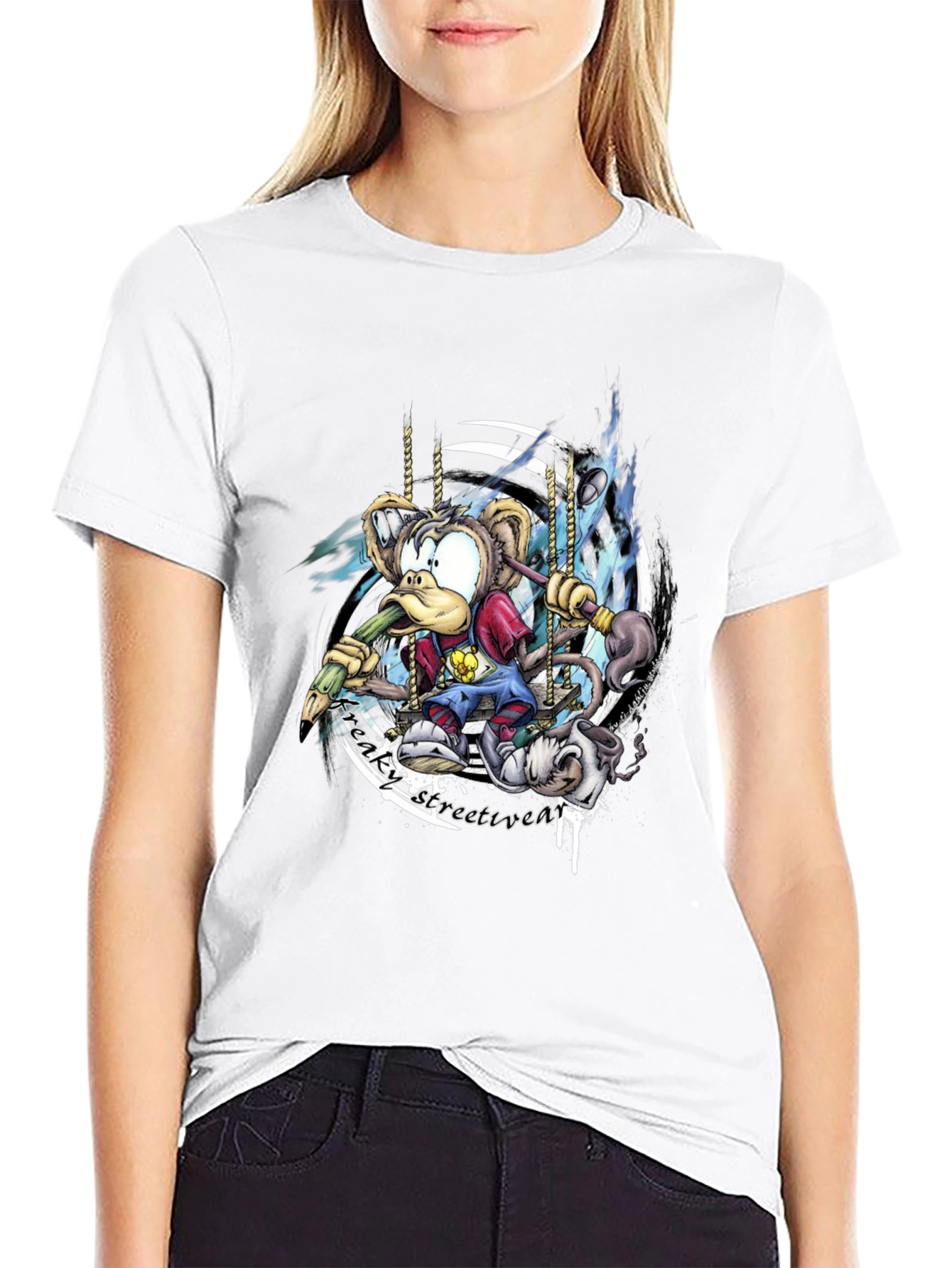 Cartoon Monkey Graphic T-Shirt