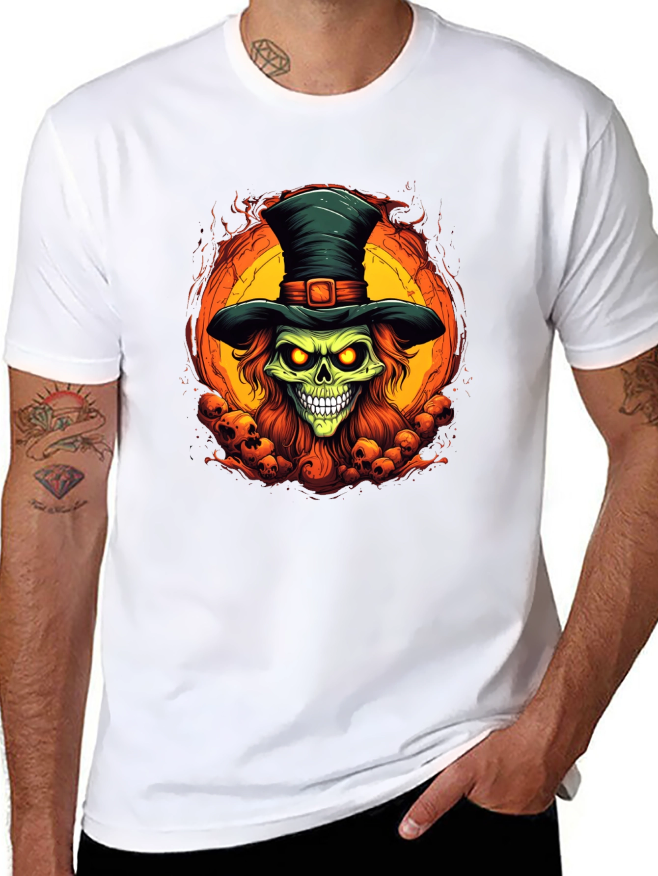 Skull Top Hat Graphic Tee - Halloween Ready!