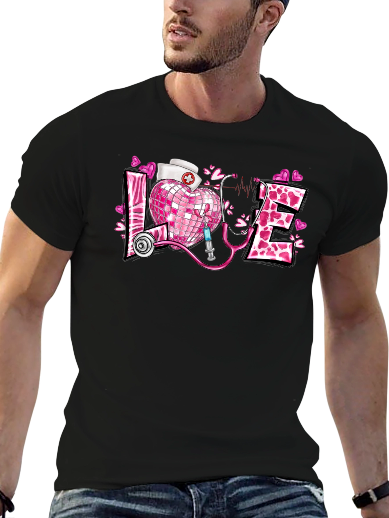 Nurse Love Heart Graphic T-Shirt