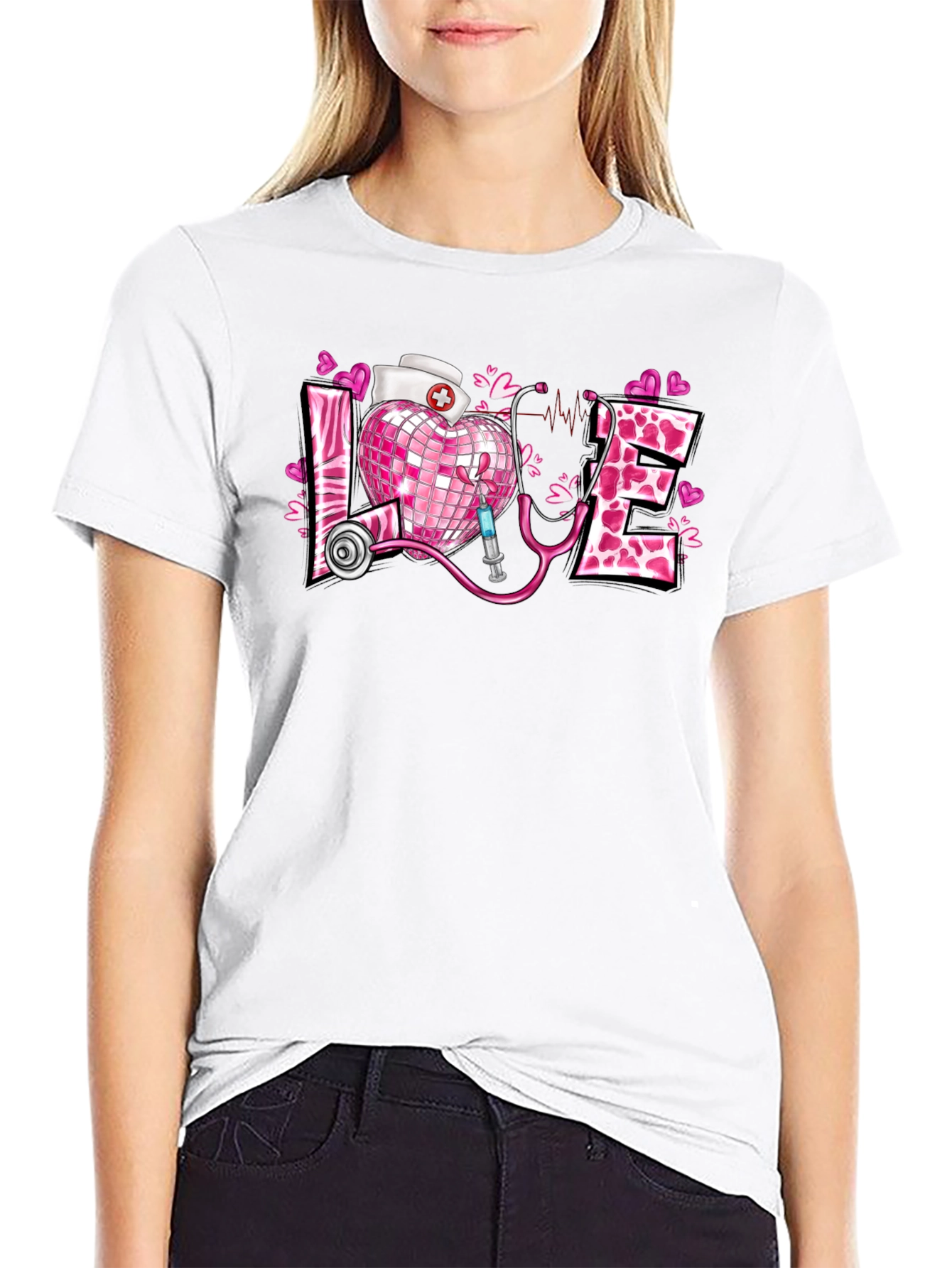 Nurse Love Heart Graphic T-Shirt