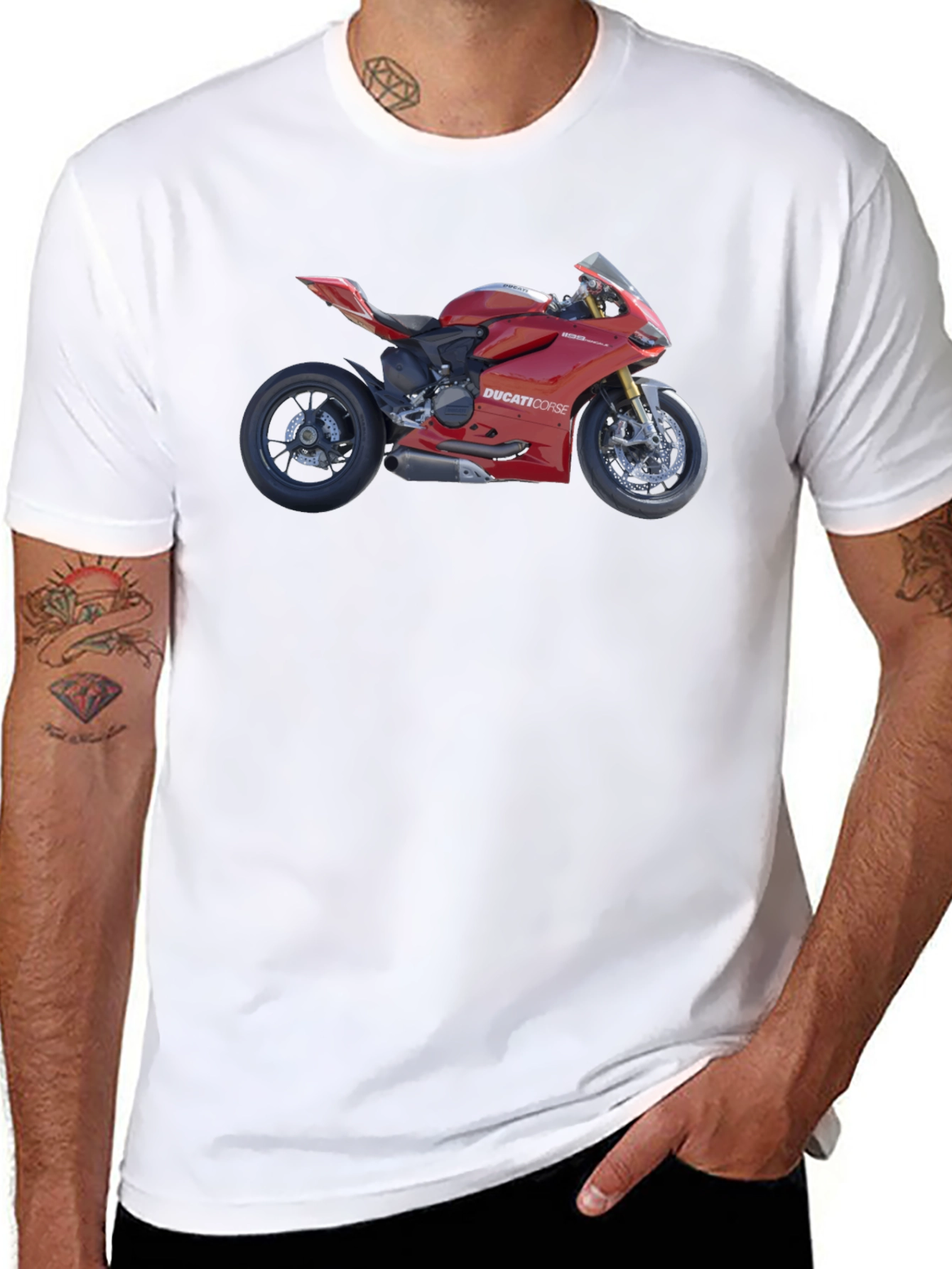 Ducati Motorcycle Graphic Tee - Black Cotton T-Shirt