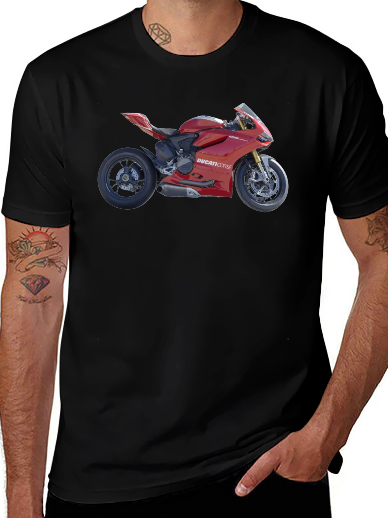 Ducati Motorcycle Graphic Tee - Black Cotton T-Shirt