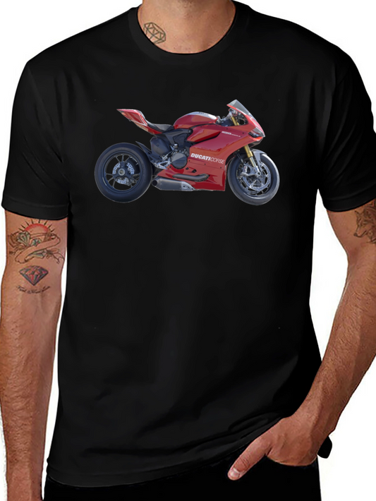 Ducati Motorcycle Graphic Tee - Black Cotton T-Shirt