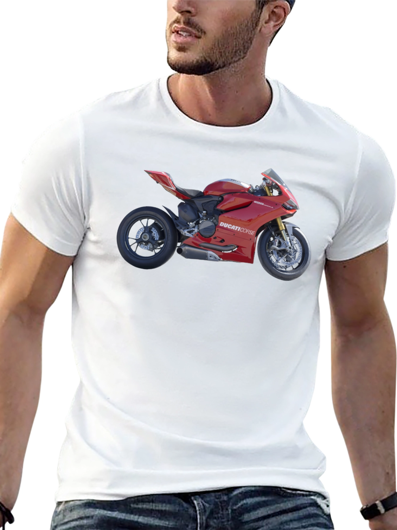 Ducati Motorcycle Graphic Tee - Black Cotton T-Shirt