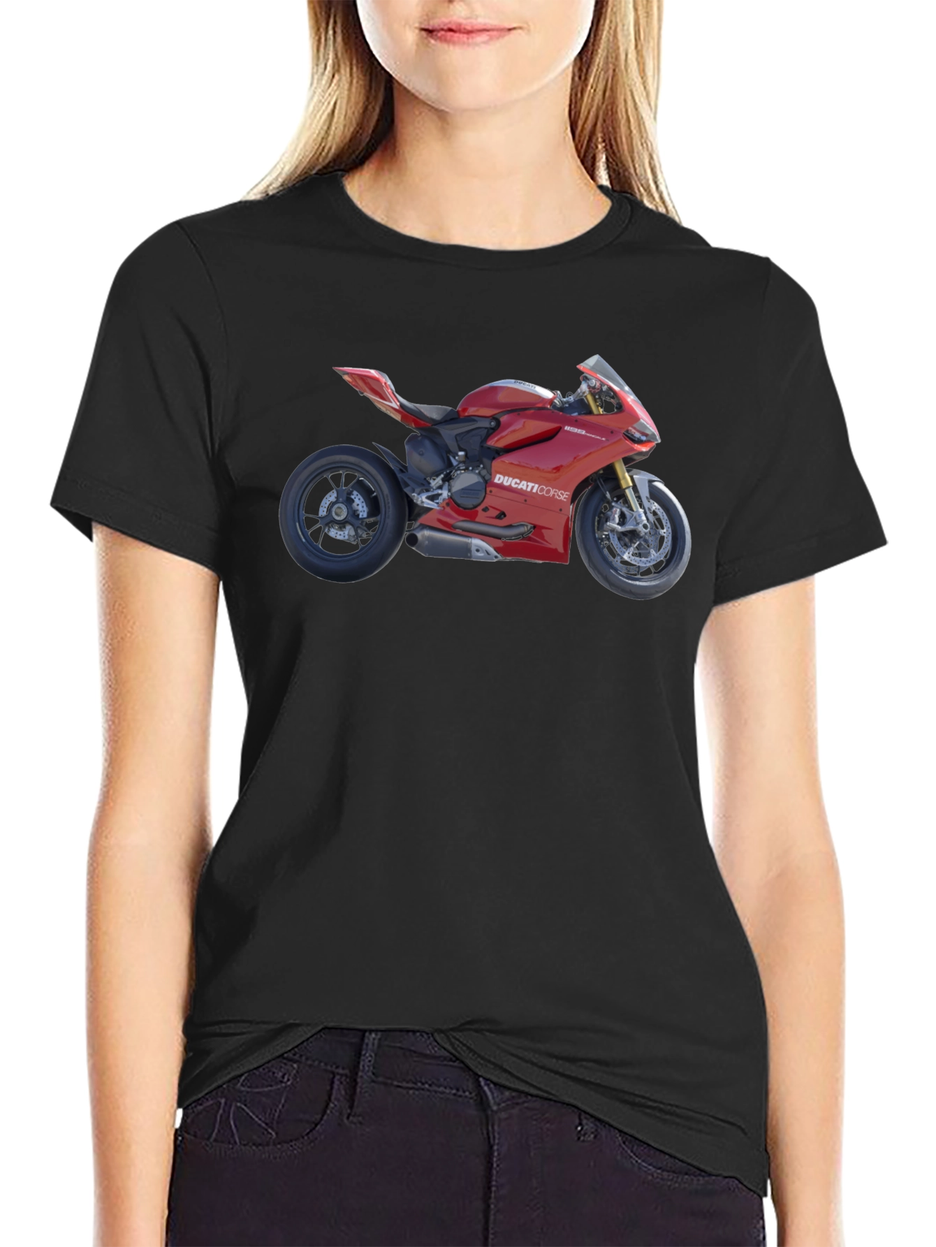 Ducati Motorcycle Graphic Tee - Black Cotton T-Shirt