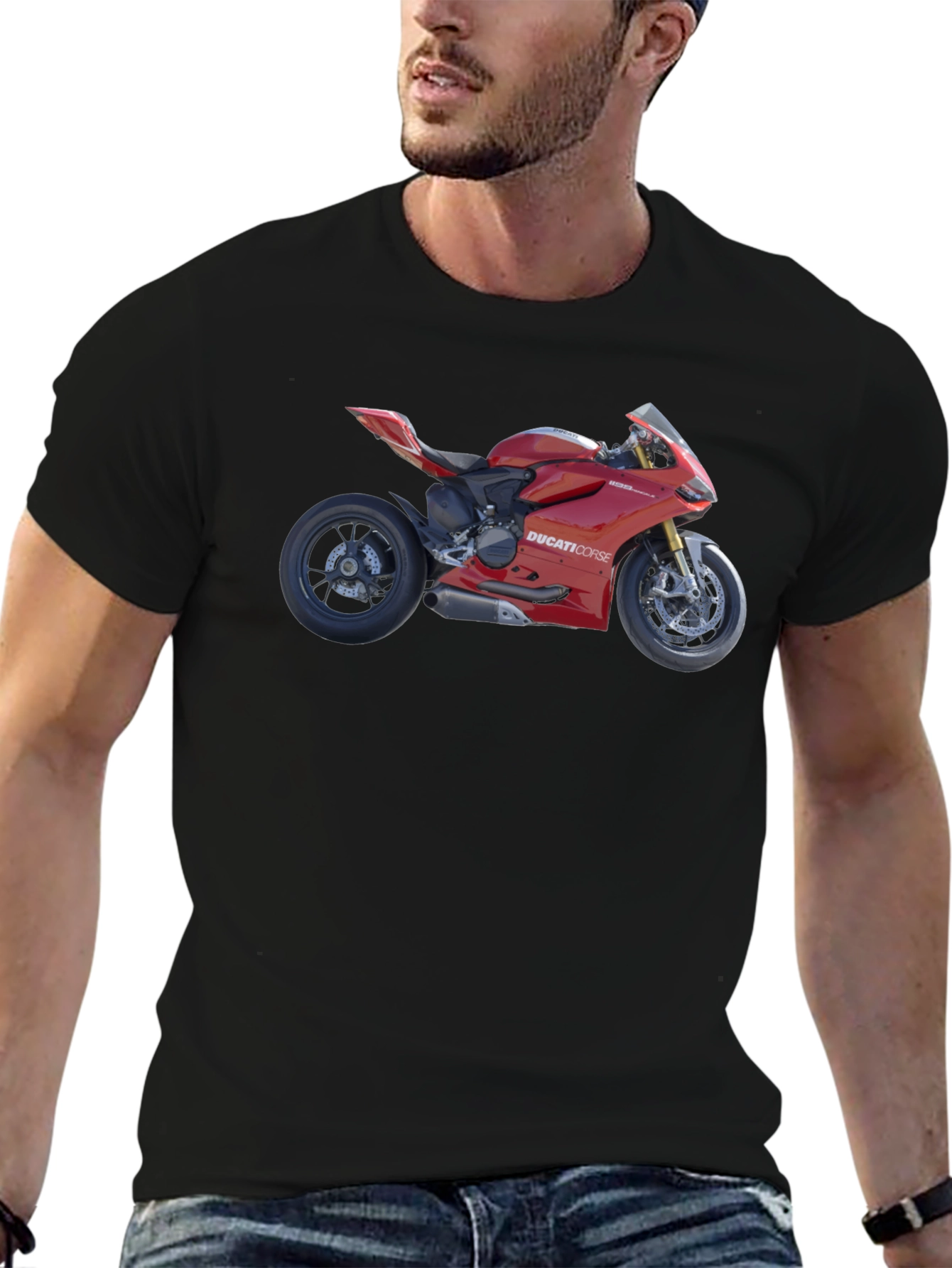 Ducati Motorcycle Graphic Tee - Black Cotton T-Shirt