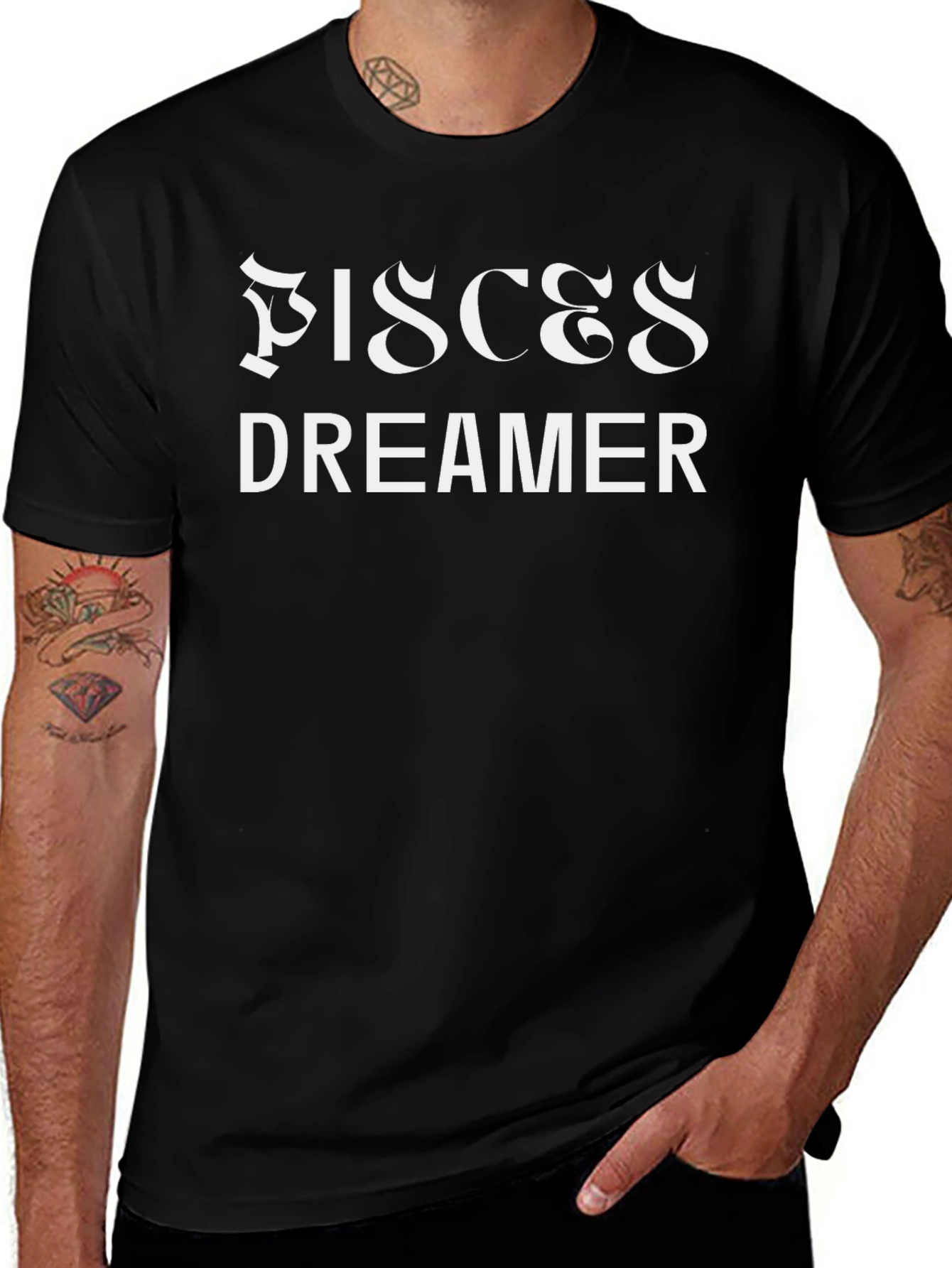 Pisces Dreamer Black Graphic Tee - Zodiac Sign T-Shirt