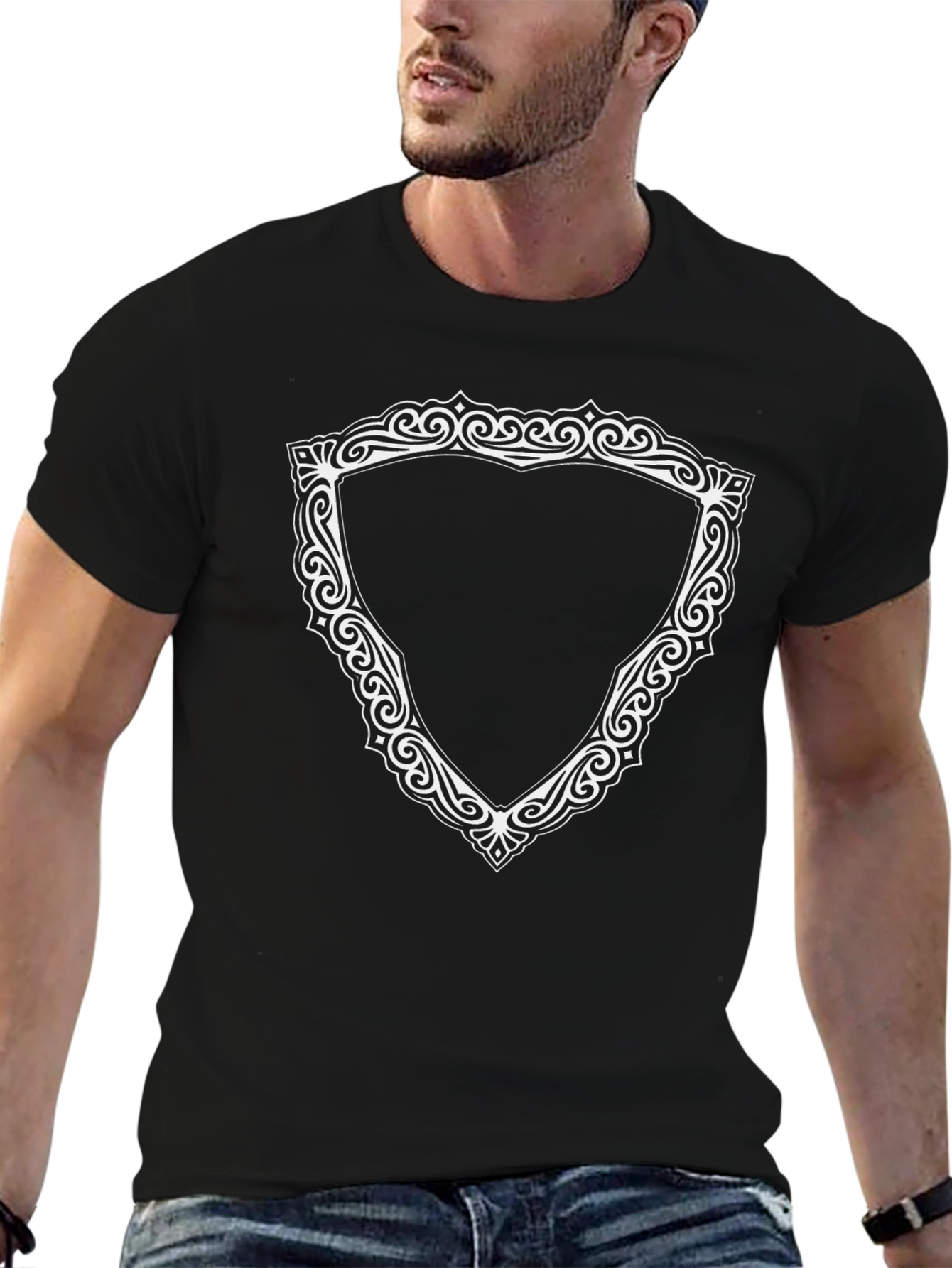 Ornamental Shield Graphic Tee - Black