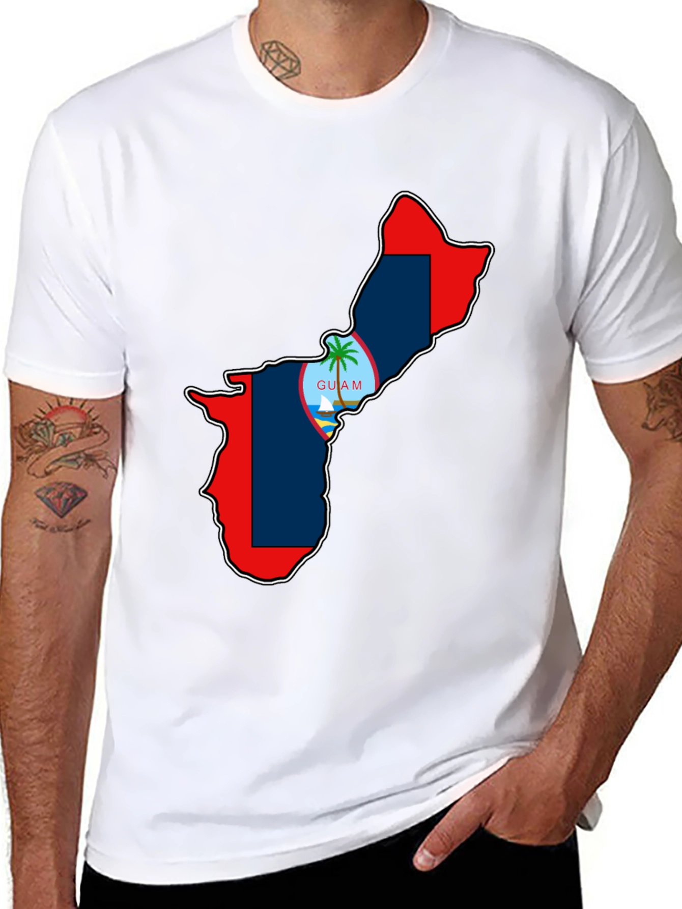 Guam Map T-Shirt Black Pride Island Souvenir