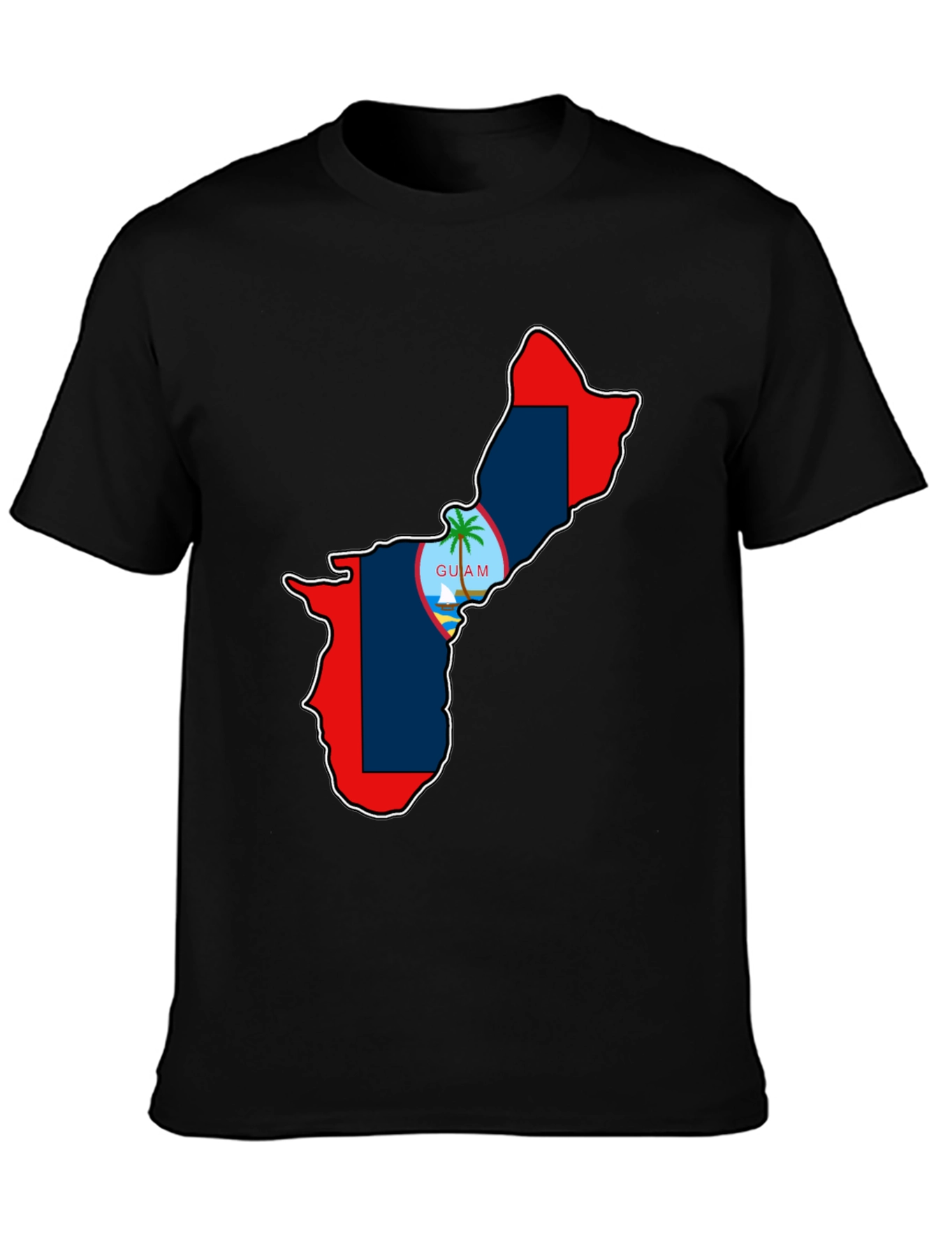 Guam Map T-Shirt Black Pride Island Souvenir