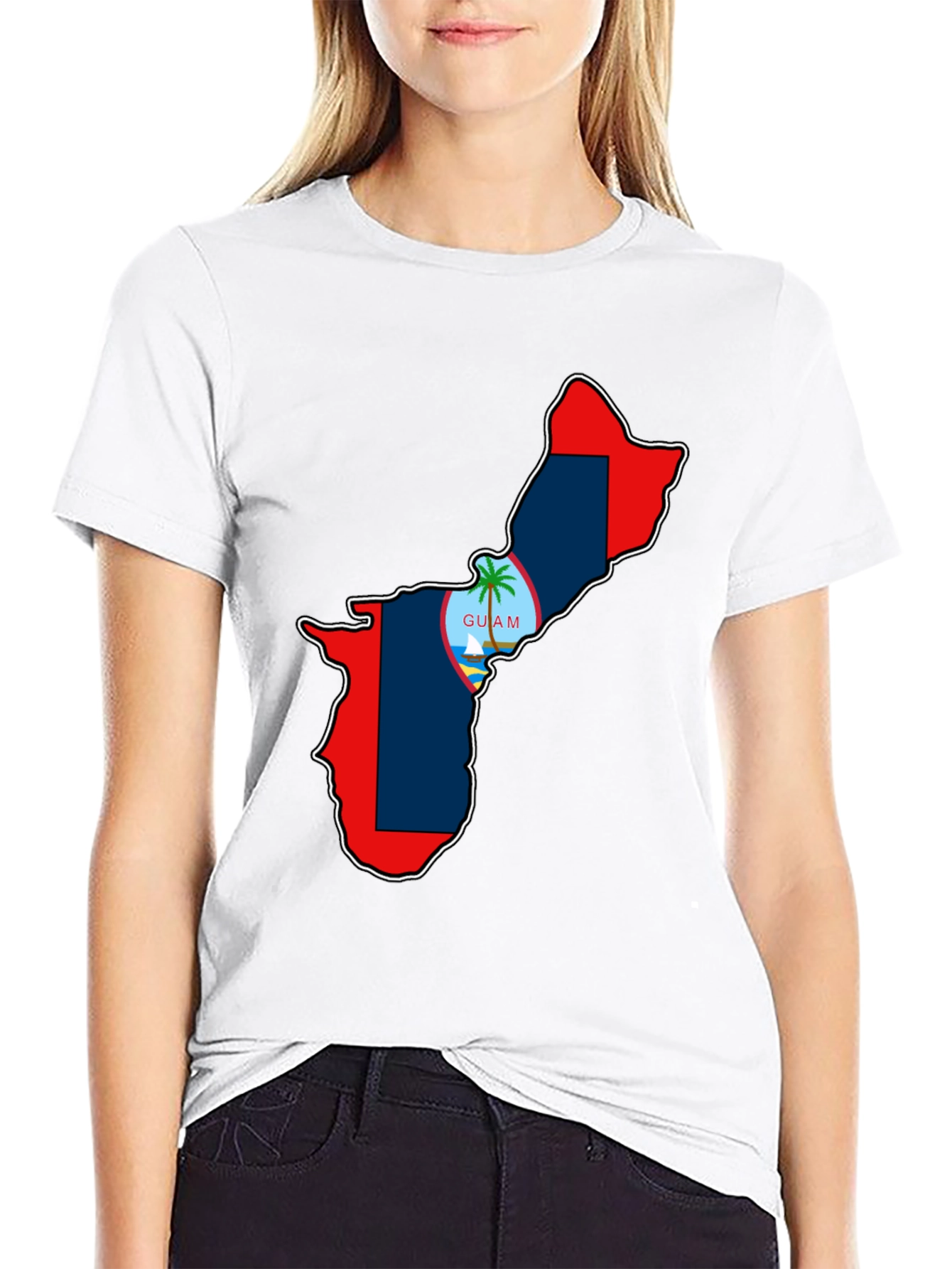 Guam Map T-Shirt Black Pride Island Souvenir