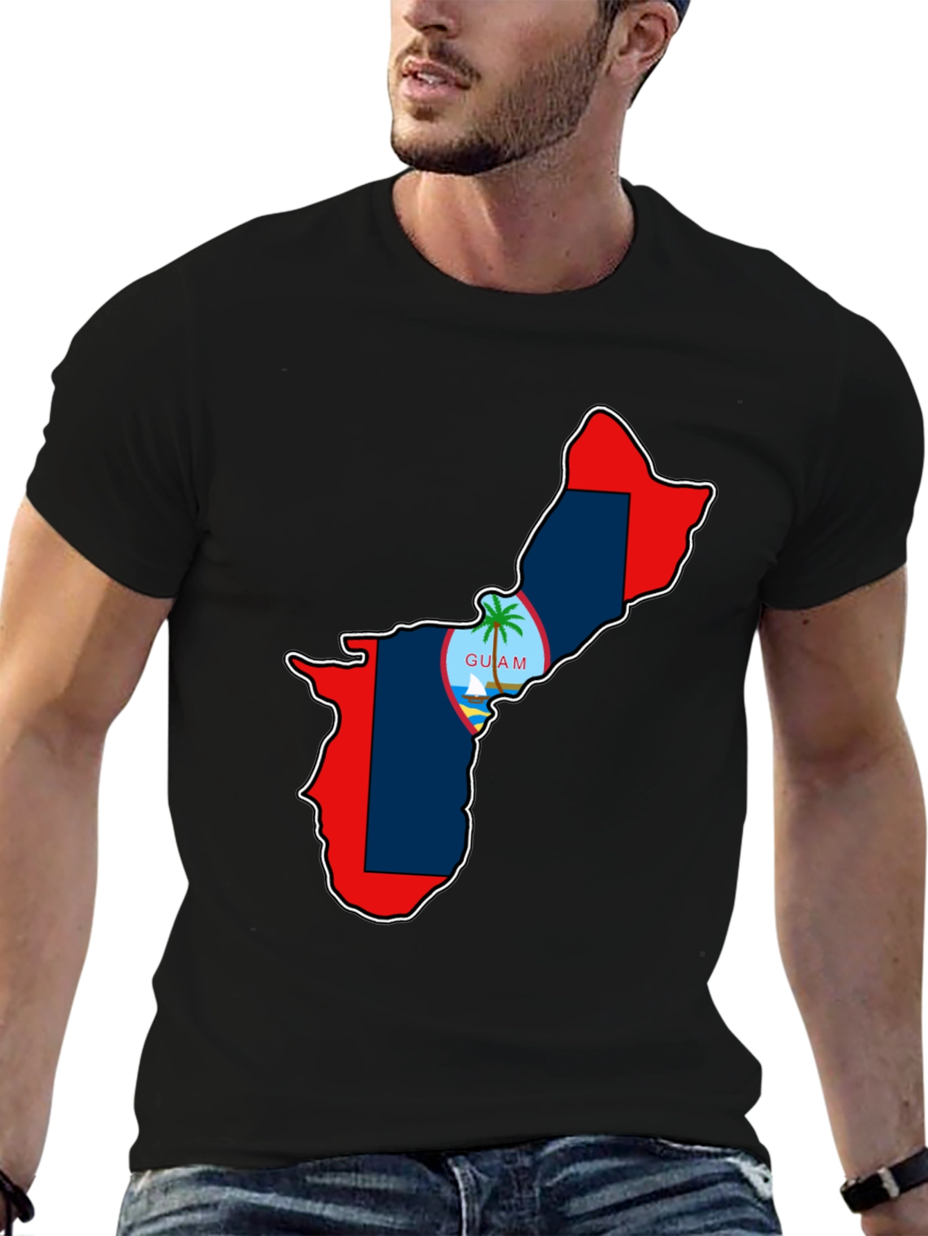 Guam Map T-Shirt Black Pride Island Souvenir