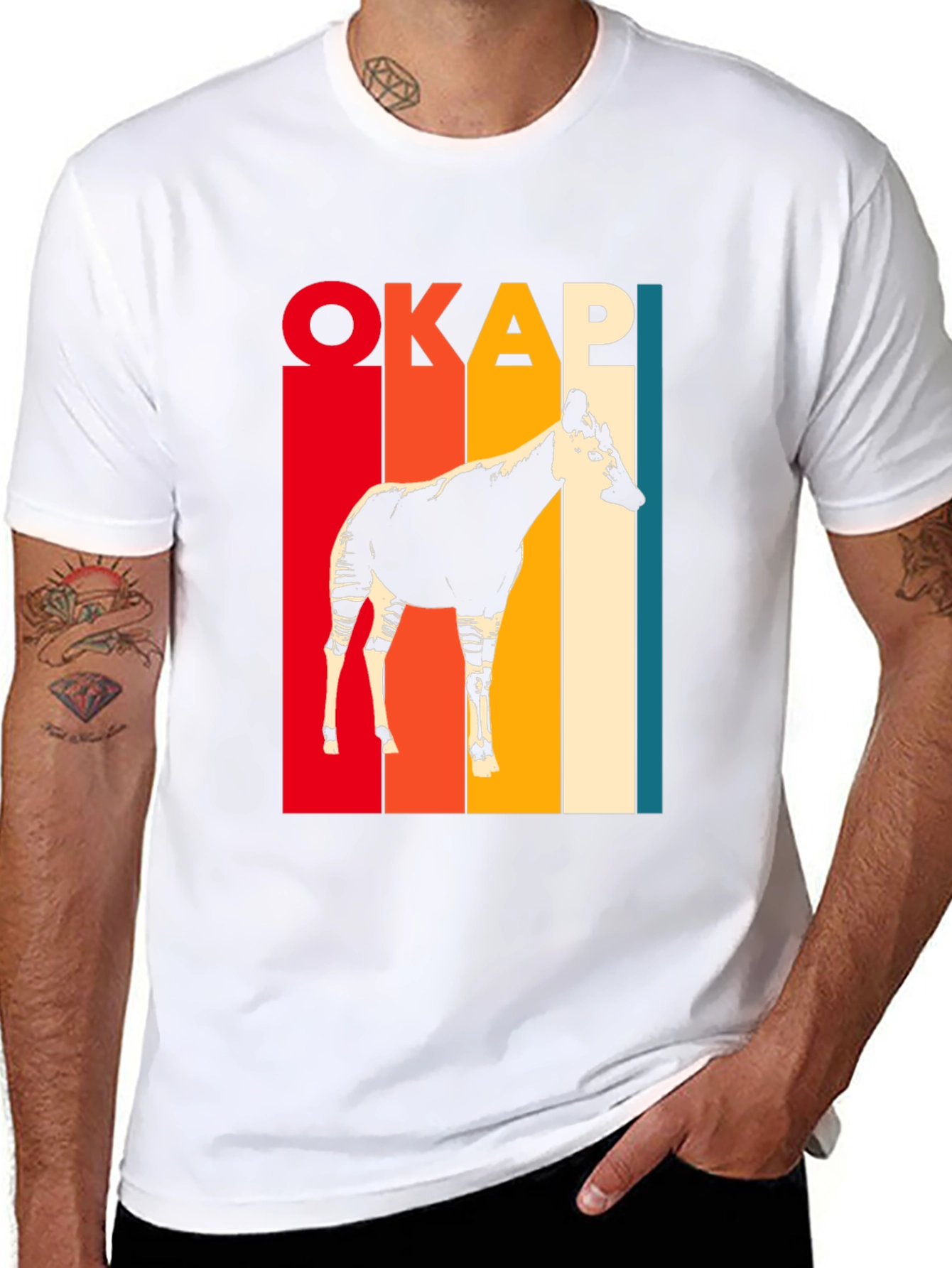 Retro Okapi Graphic Tee - Stylish Animal Lover T-Shirt