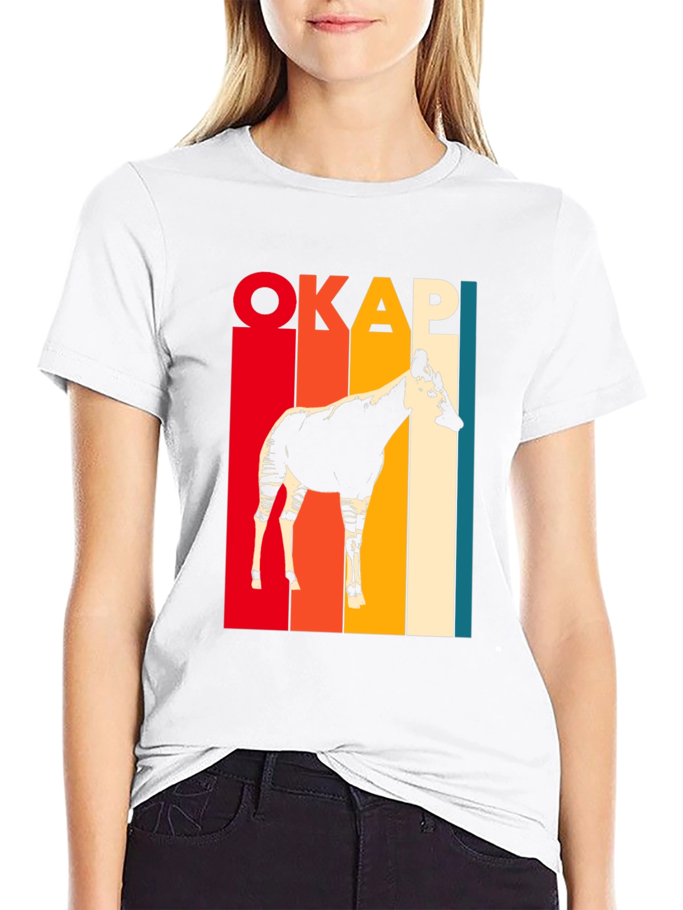 Retro Okapi Graphic Tee - Stylish Animal Lover T-Shirt