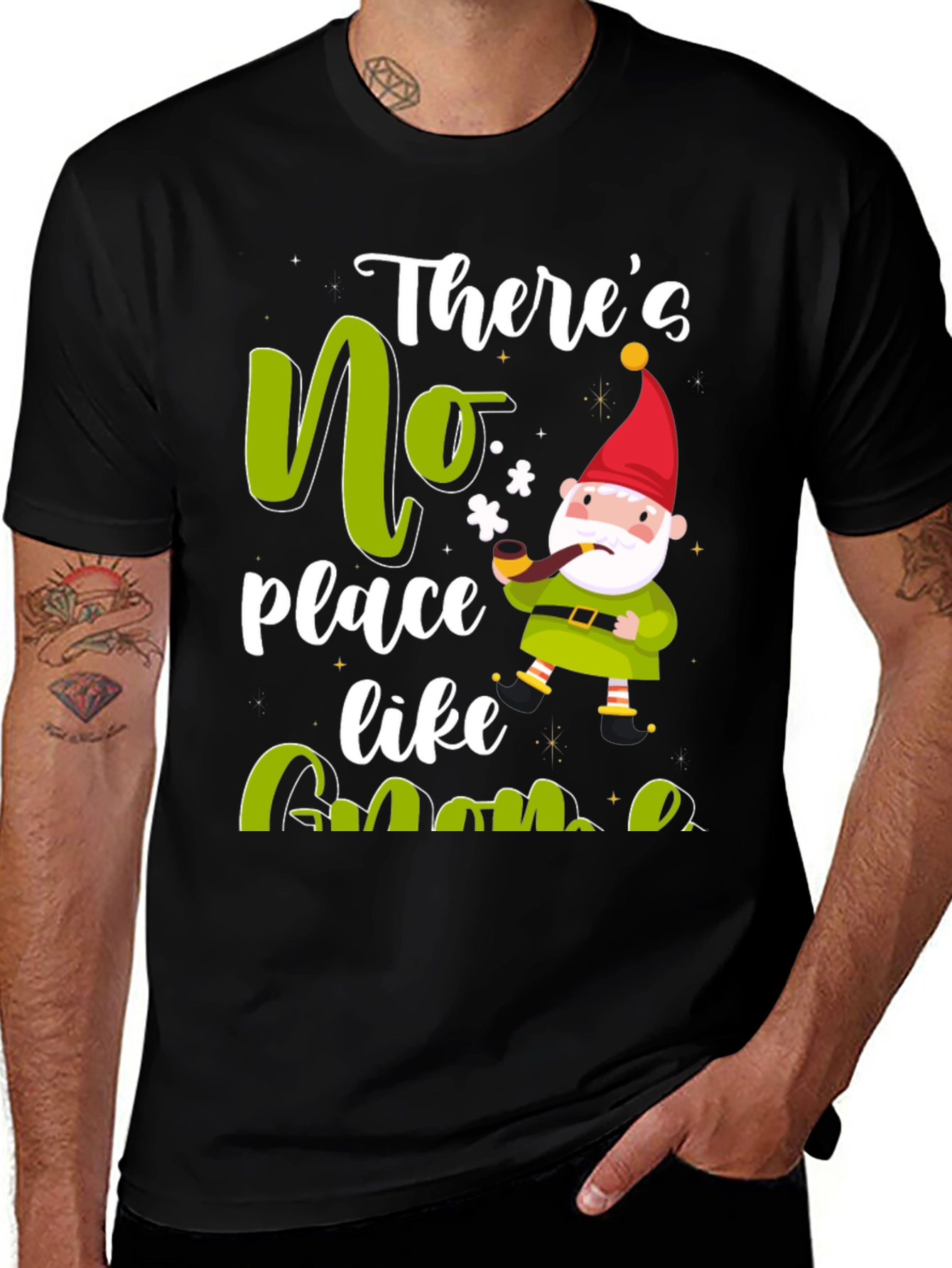 Theres No Place Like Gnome Black T-Shirt