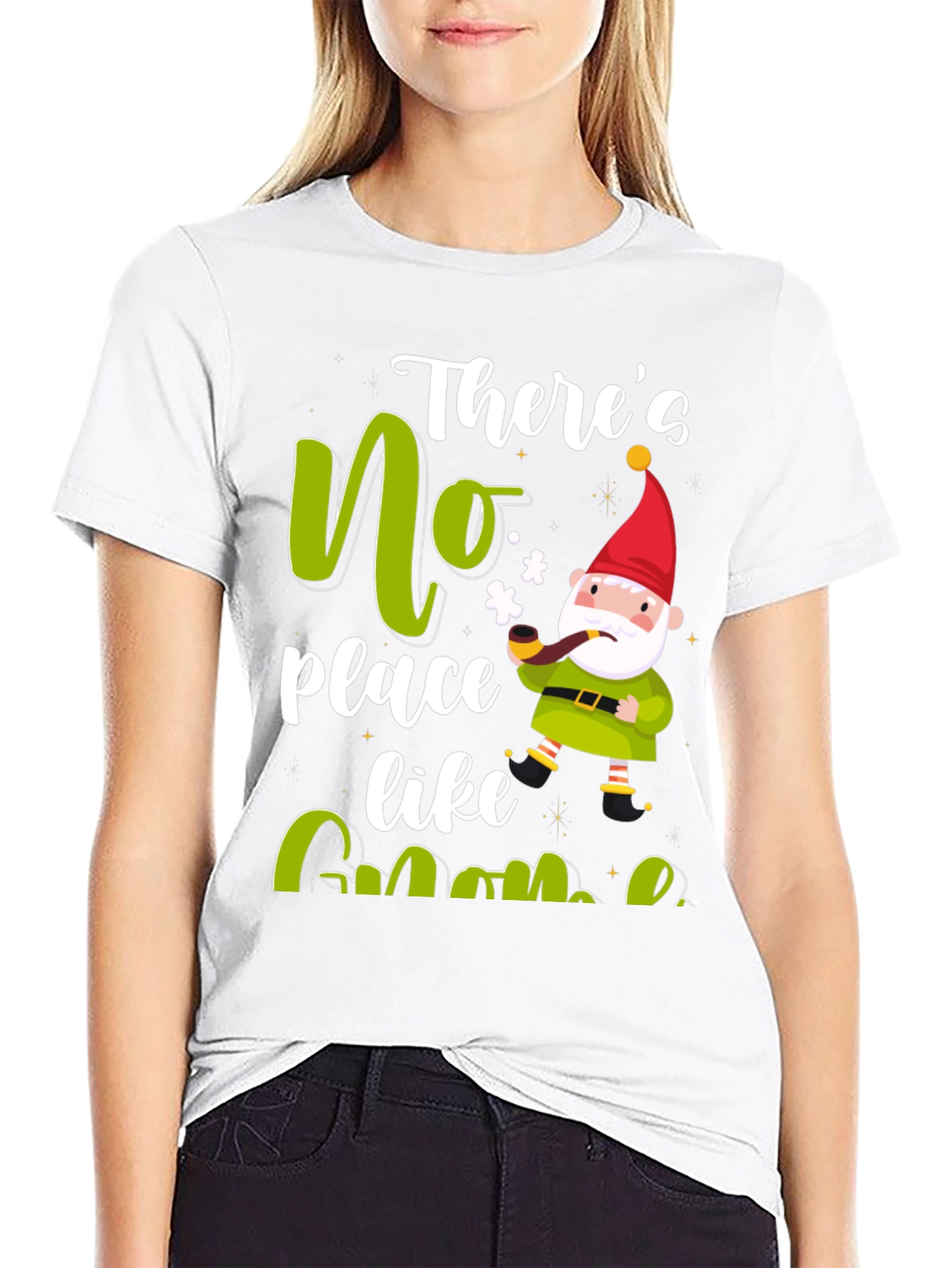 Theres No Place Like Gnome Black T-Shirt