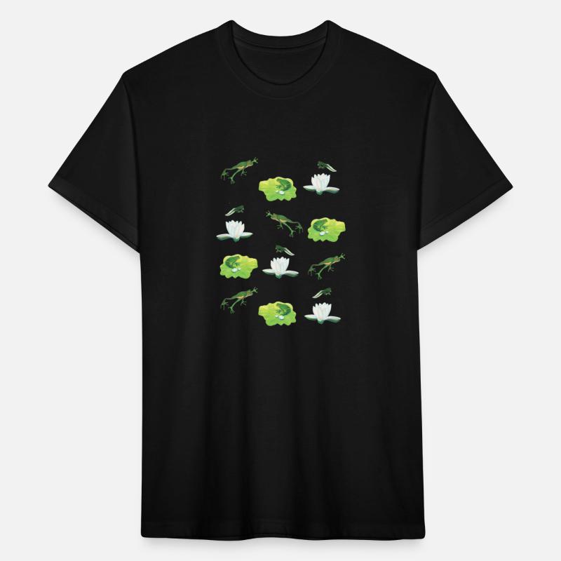 Happy Frogs Relaxing in a Pond of Water Lilies