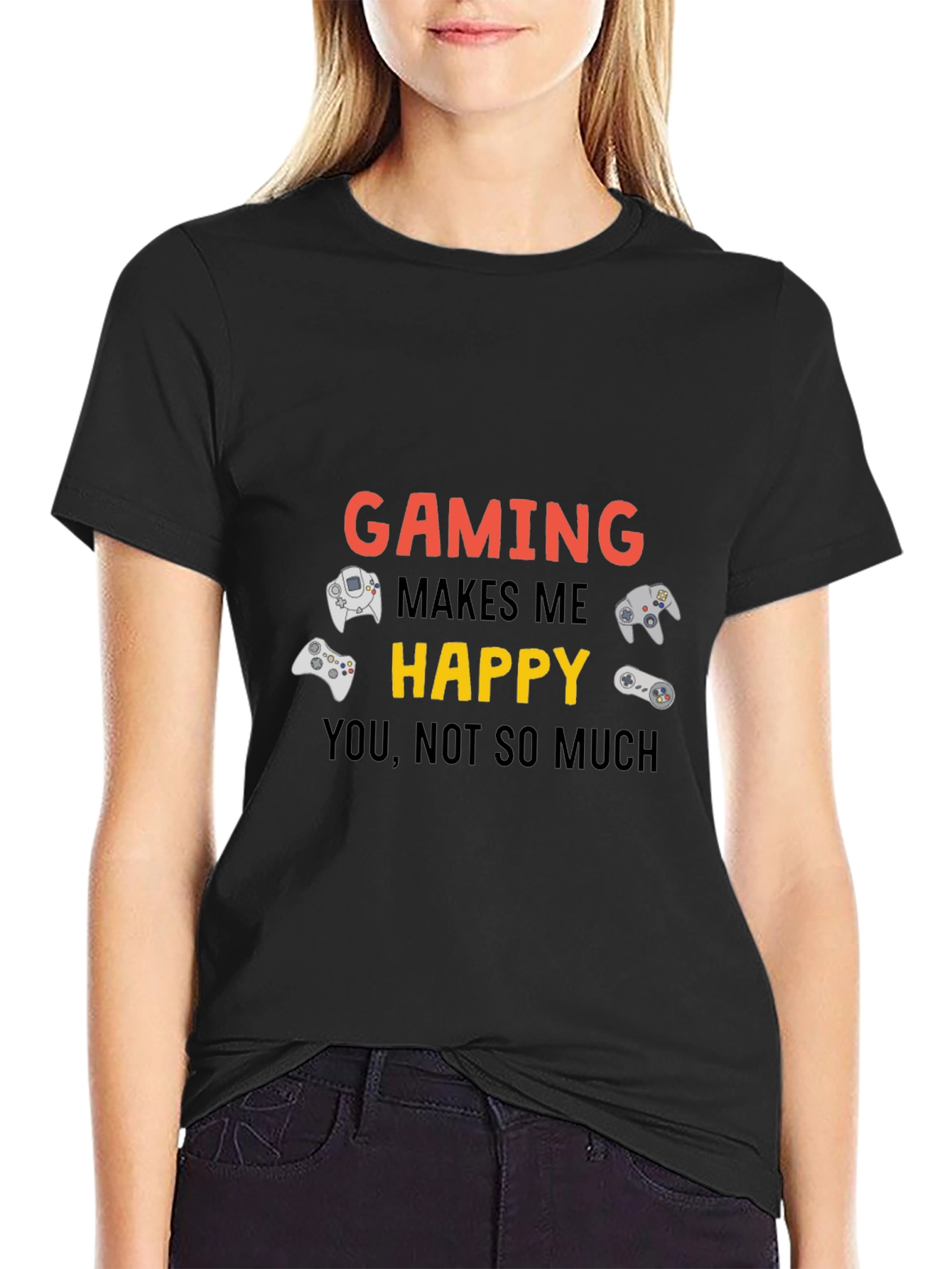 Gaming Makes Me Happy Black T-Shirt
