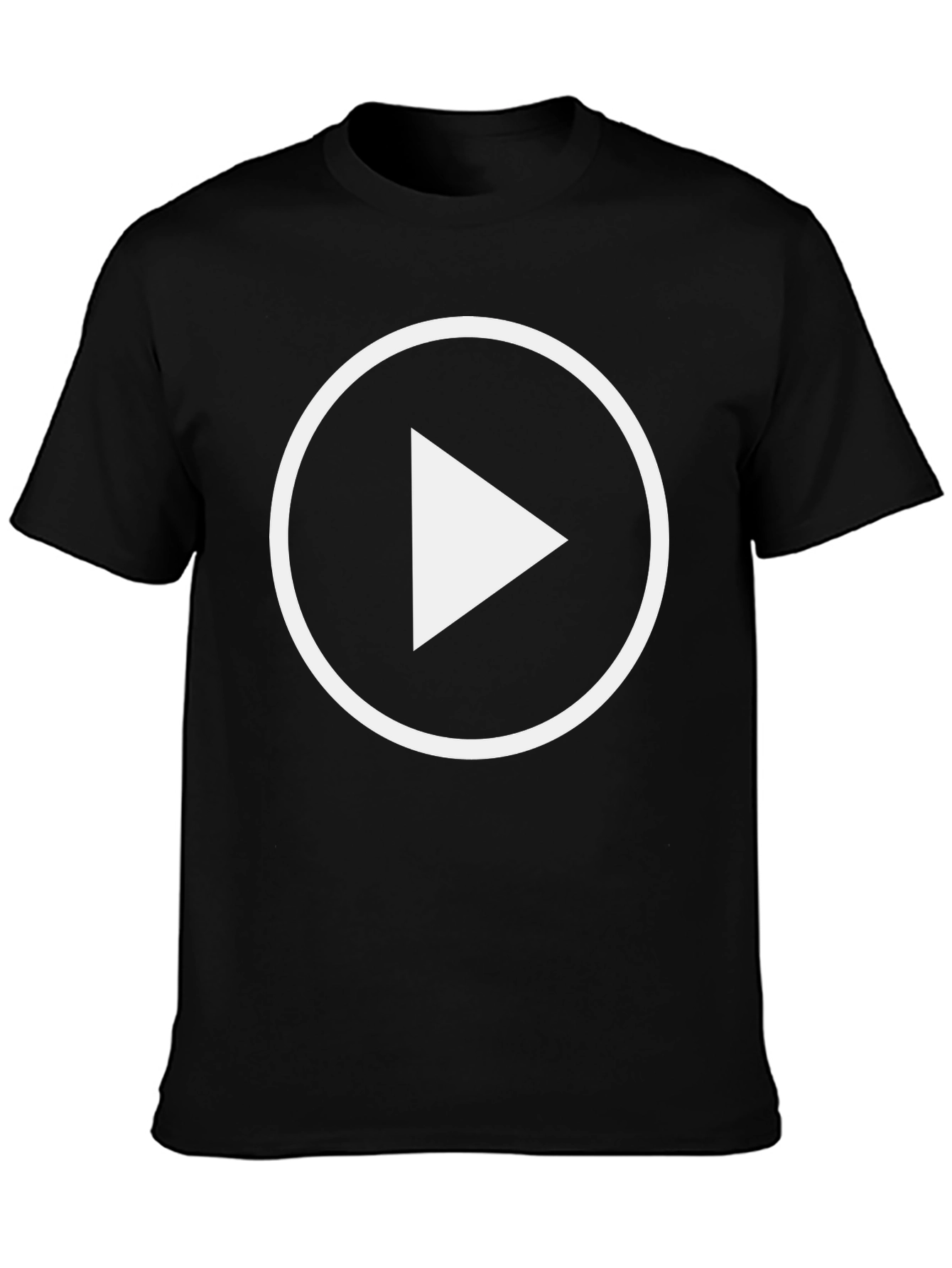 Play Button Graphic Tee - Black Cotton Blend