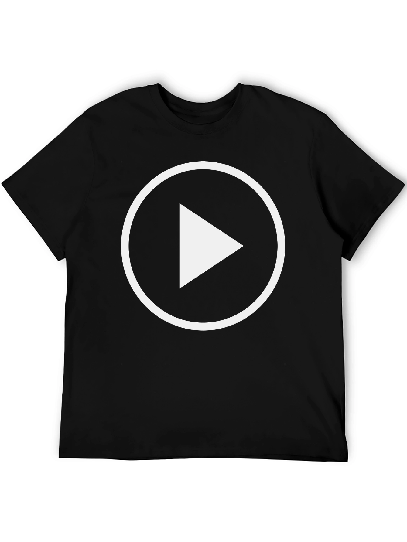 Play Button Graphic Tee - Black Cotton Blend