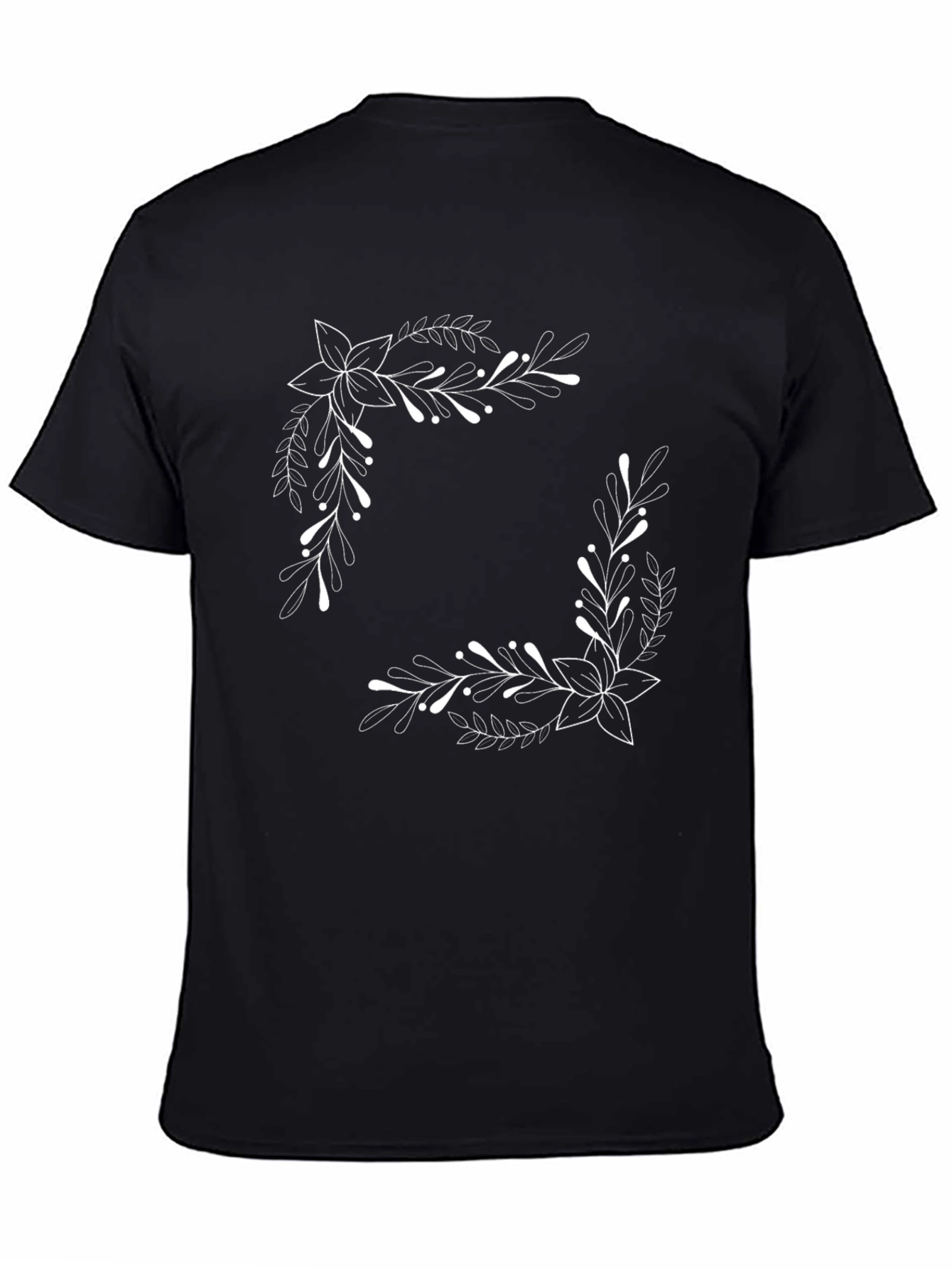 Floral Frame Black T-Shirt - Elegant & Stylish