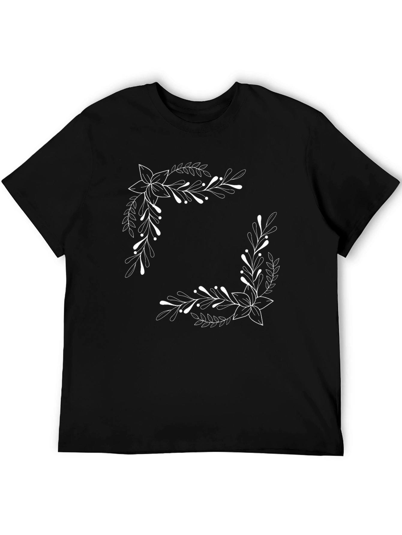 Floral Frame Black T-Shirt - Elegant & Stylish