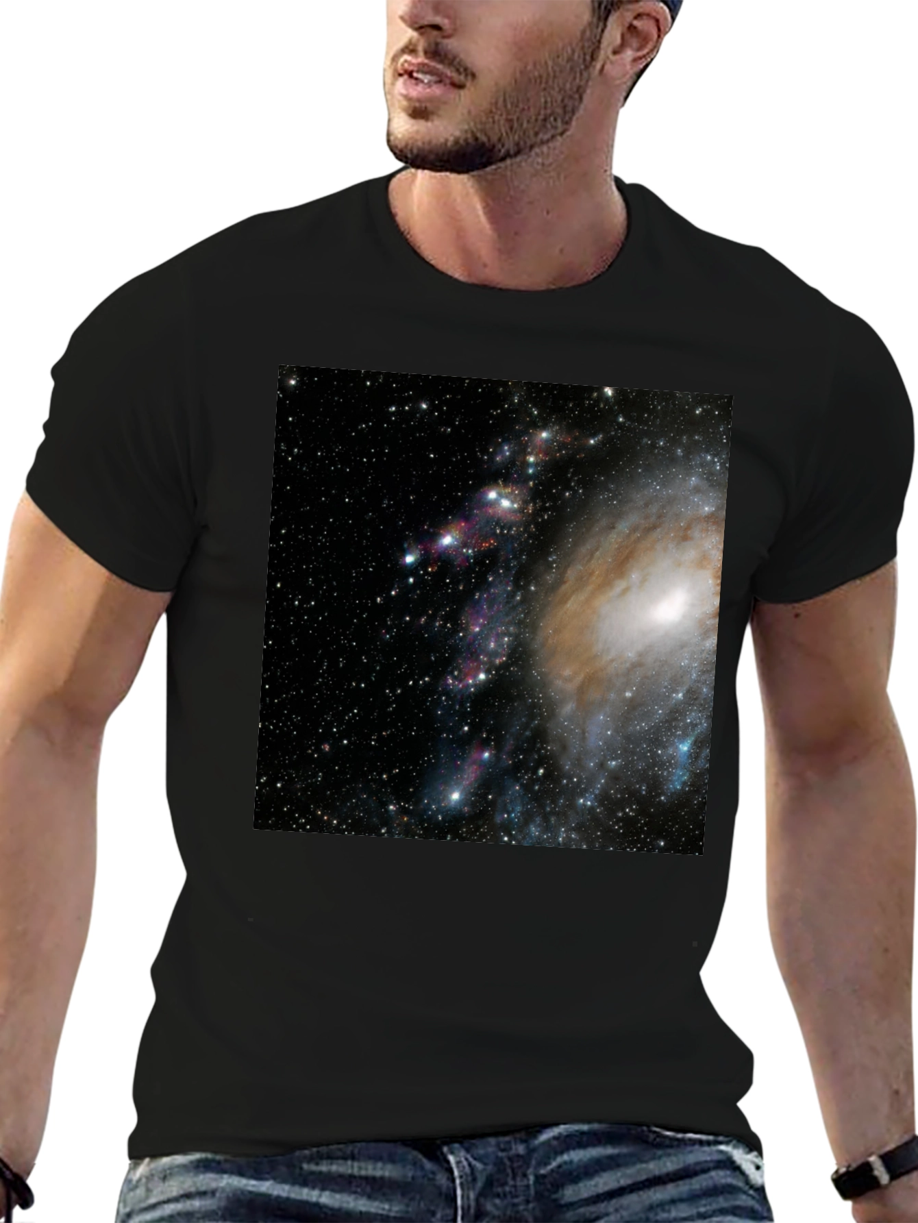 Galaxy Print Black T-Shirt - Celestial Style