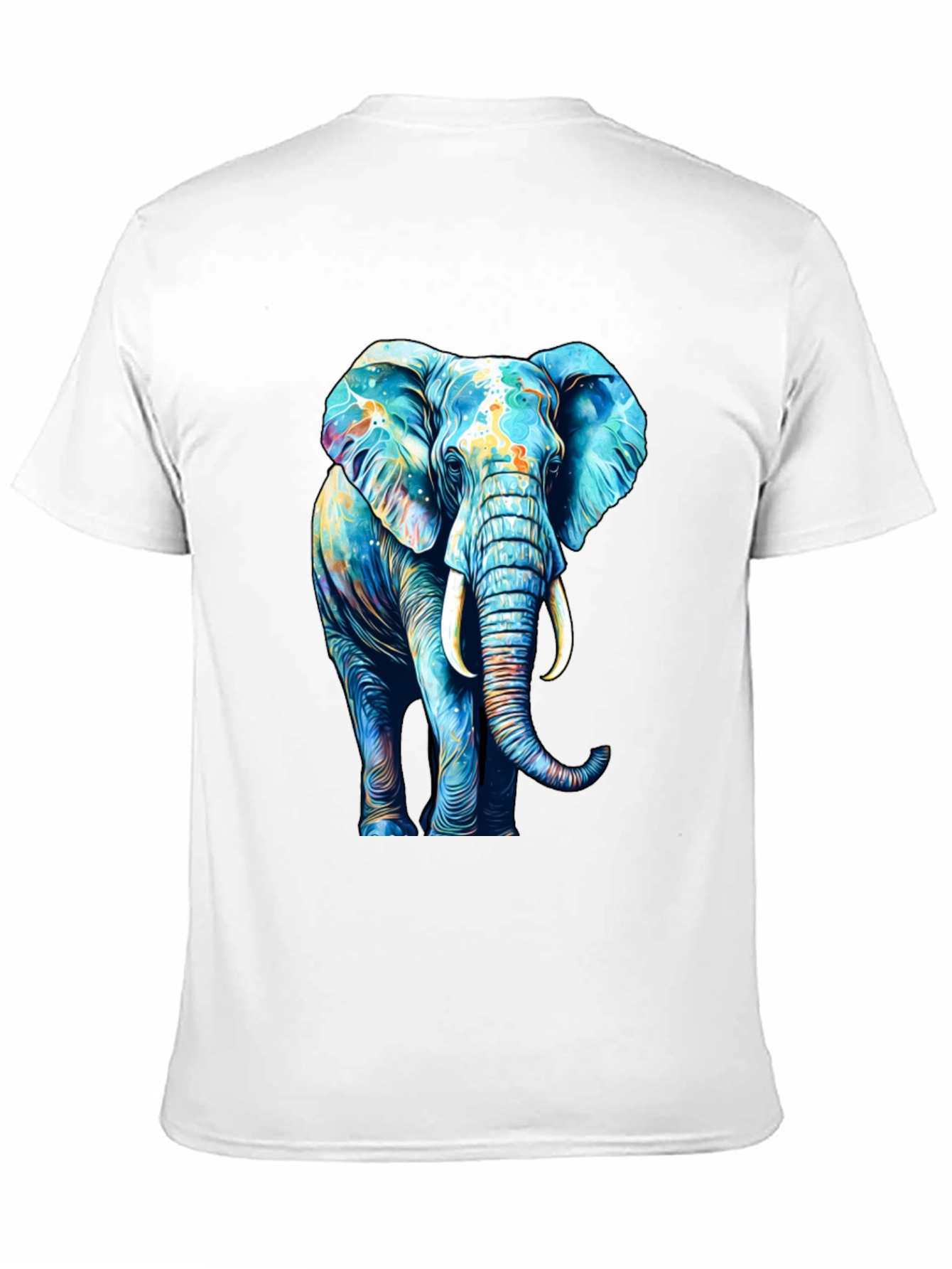 Vibrant Elephant Graphic Print Black T-Shirt
