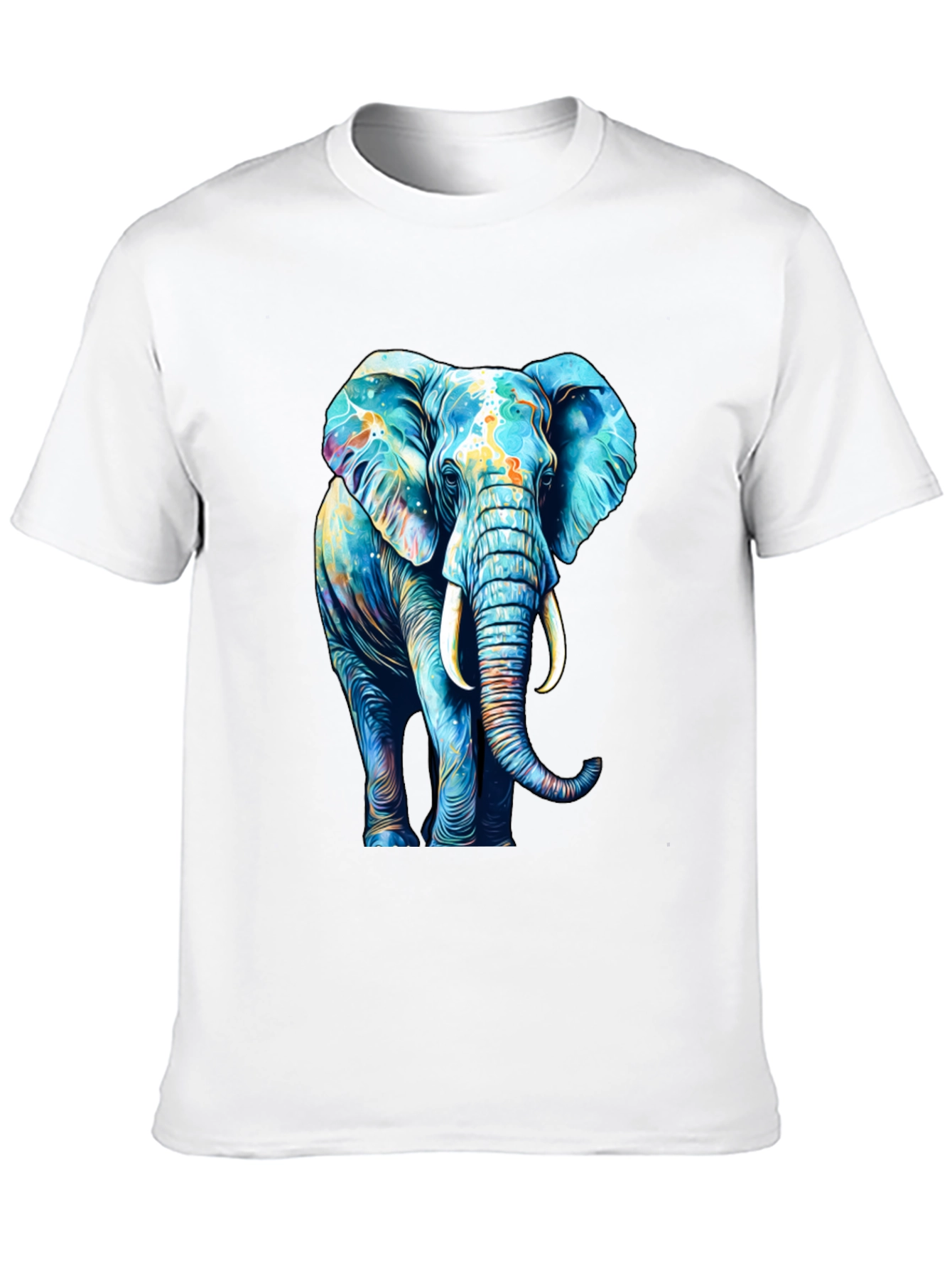 Vibrant Elephant Graphic Print Black T-Shirt