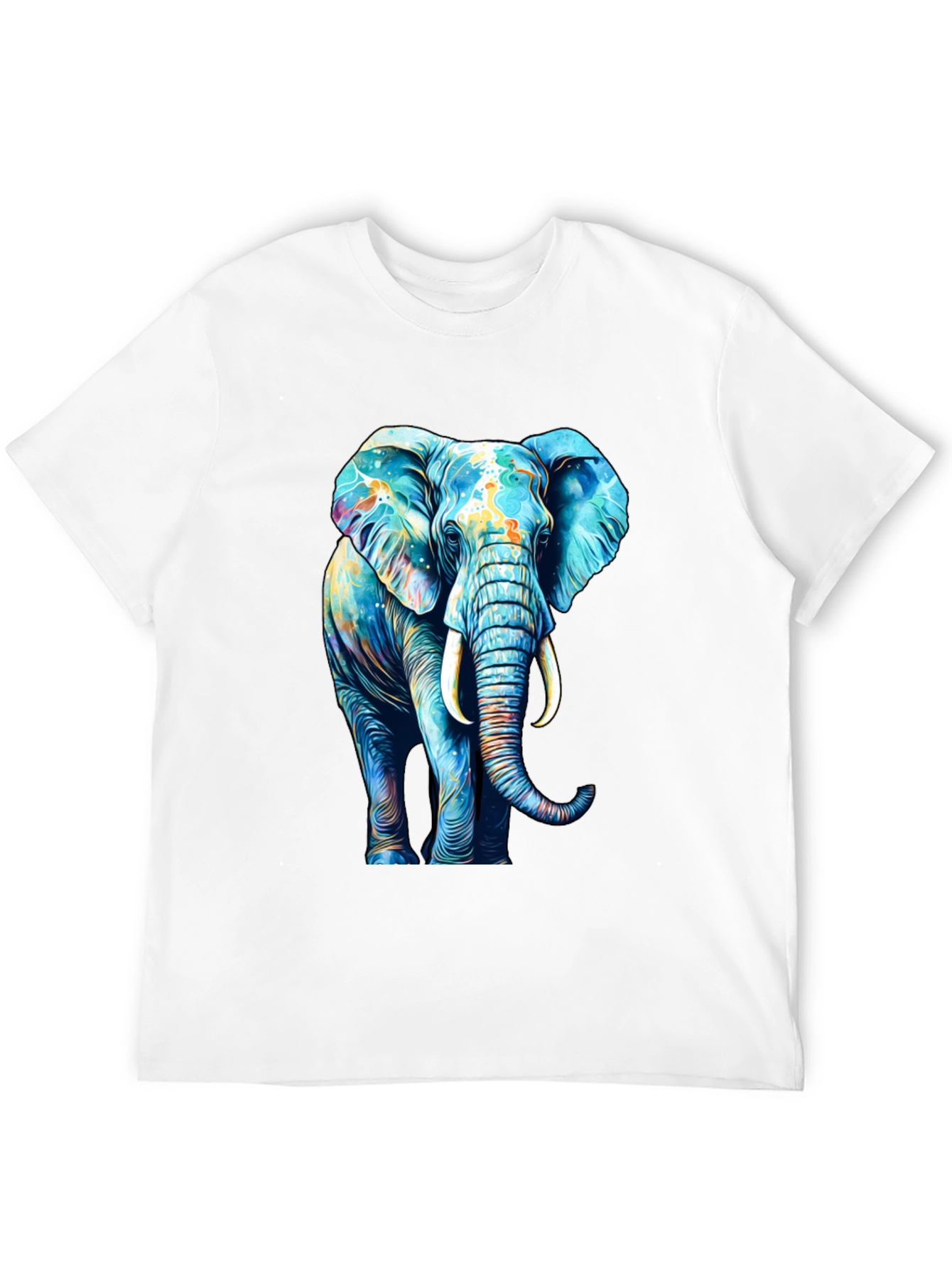 Vibrant Elephant Graphic Print Black T-Shirt