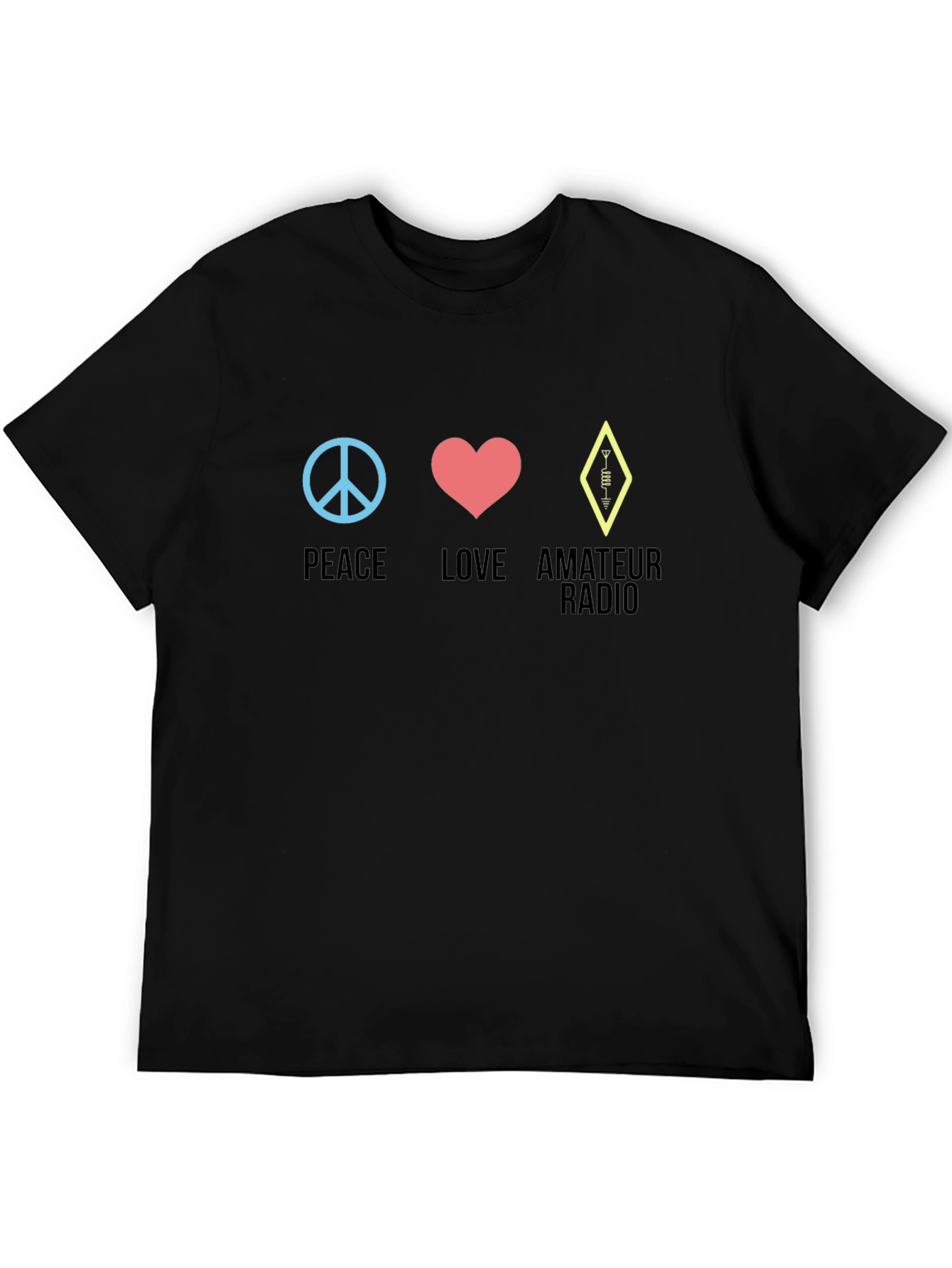 Peace Love Amateur Radio T-Shirt - Black