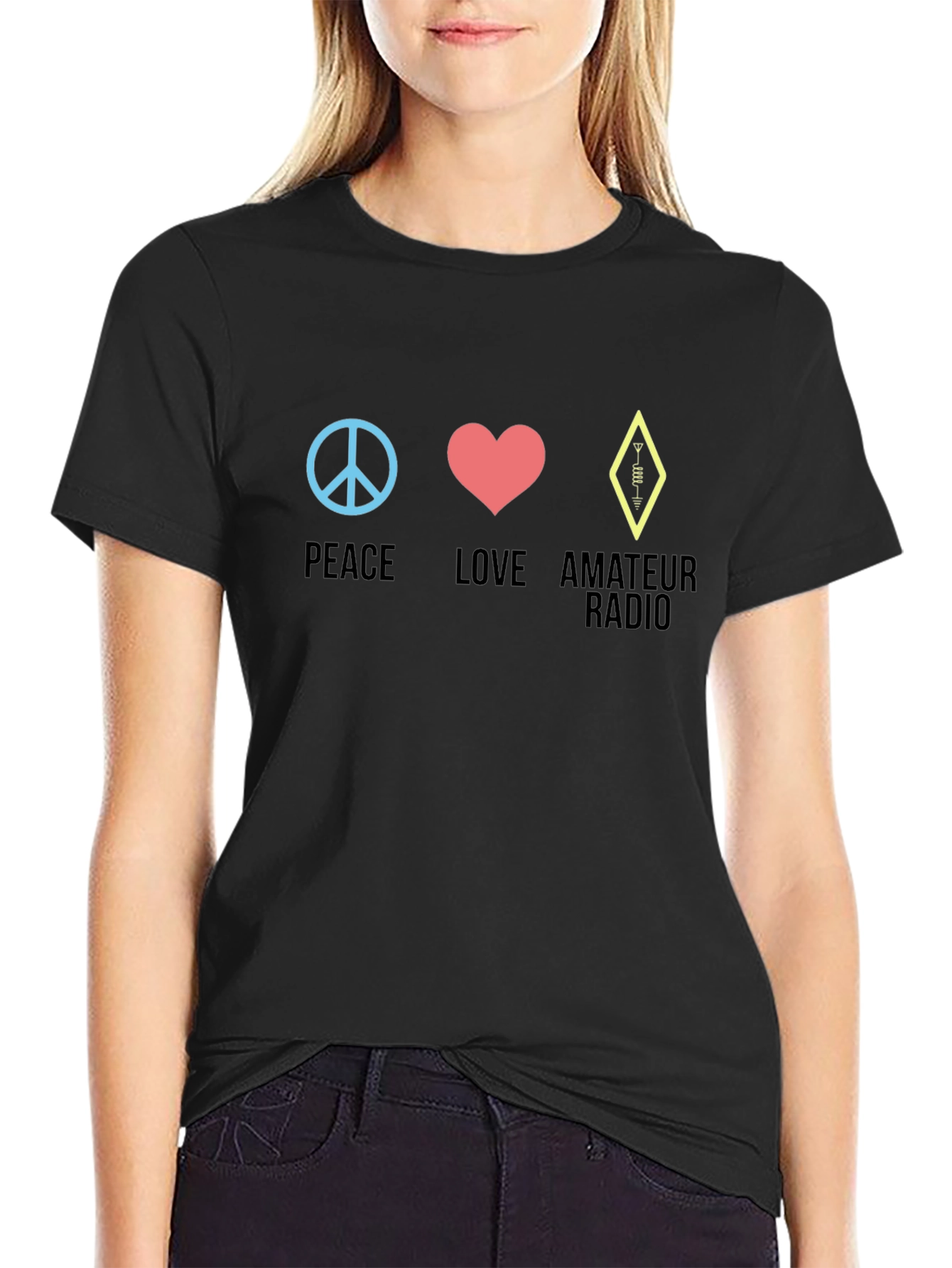 Peace Love Amateur Radio T-Shirt - Black