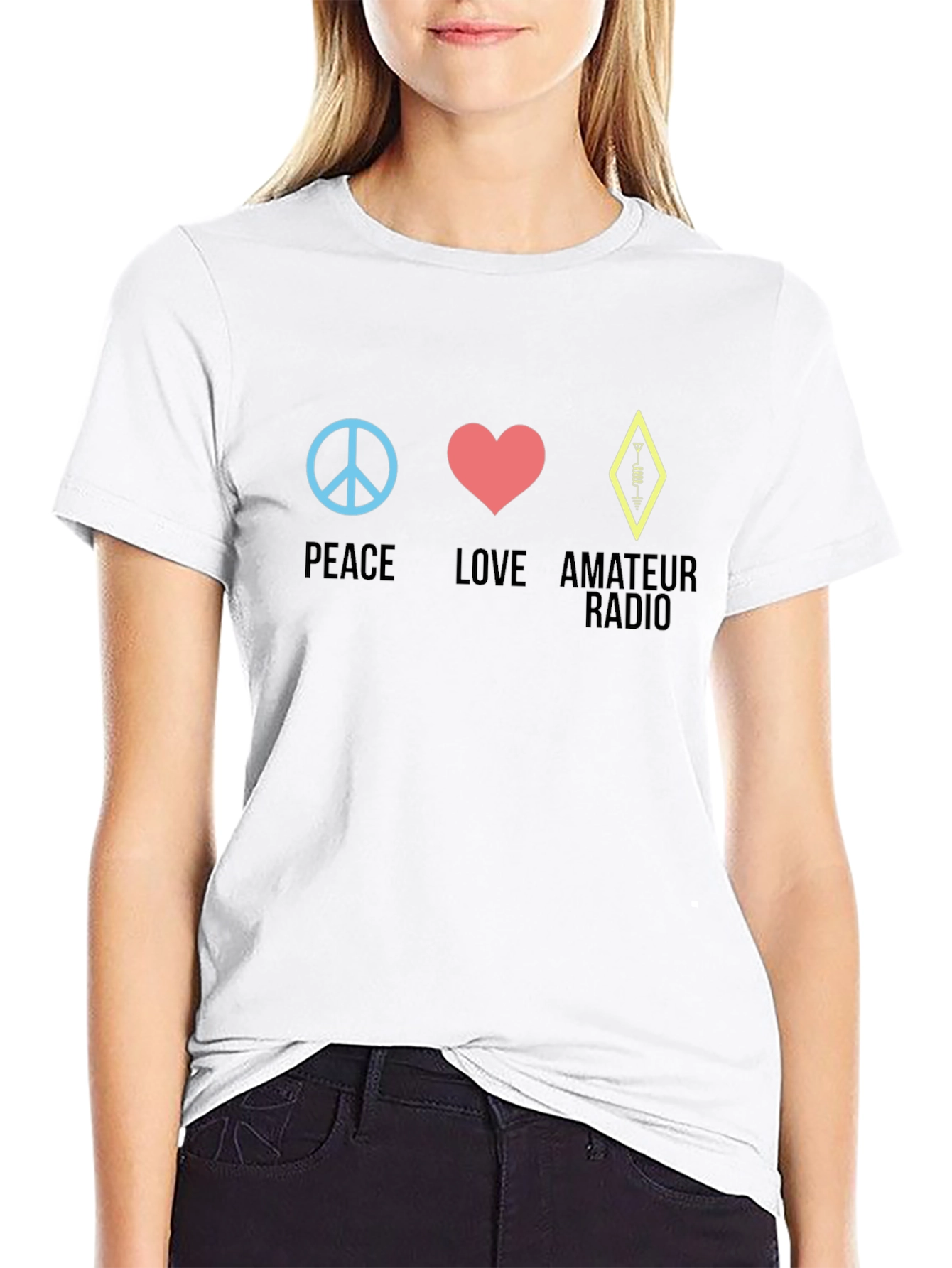 Peace Love Amateur Radio T-Shirt - Black