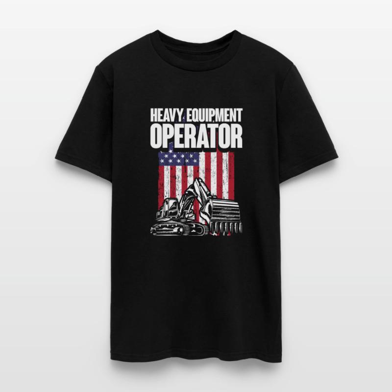 Heavy Equipment Operator American USA Flag