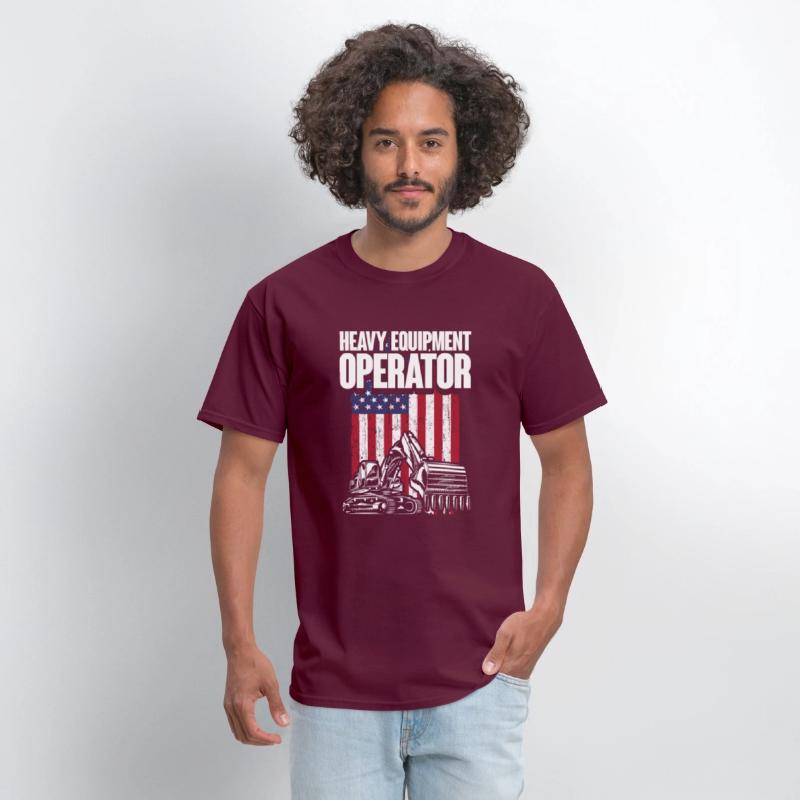 Heavy Equipment Operator American USA Flag