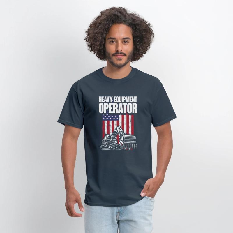 Heavy Equipment Operator American USA Flag