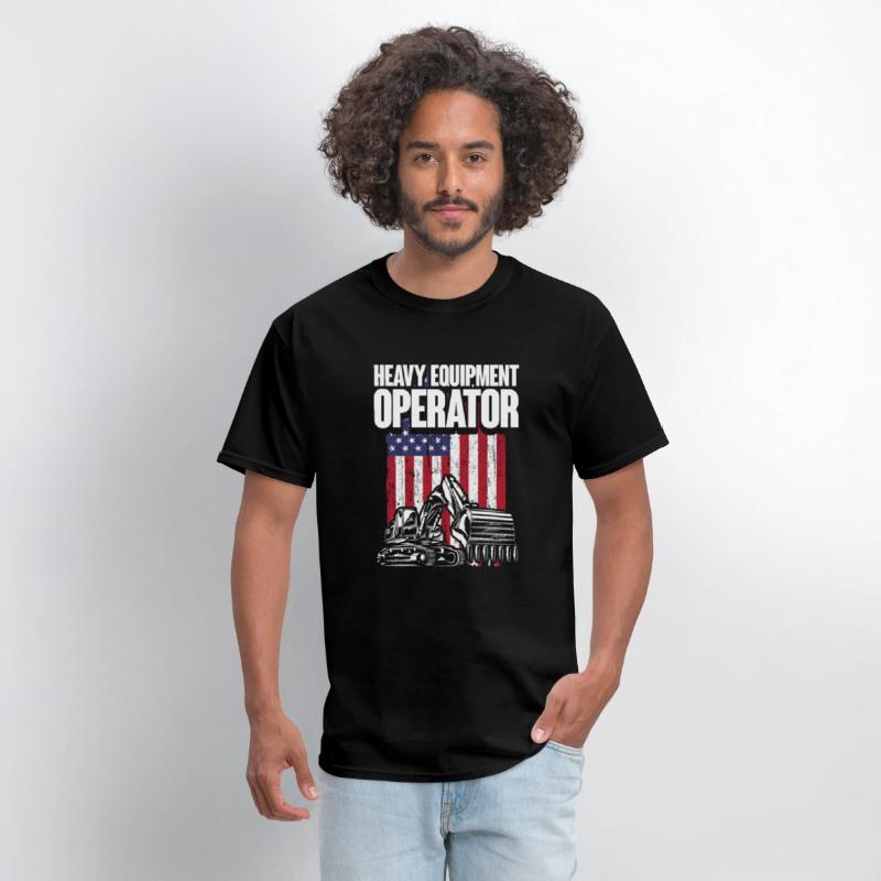 Heavy Equipment Operator American USA Flag