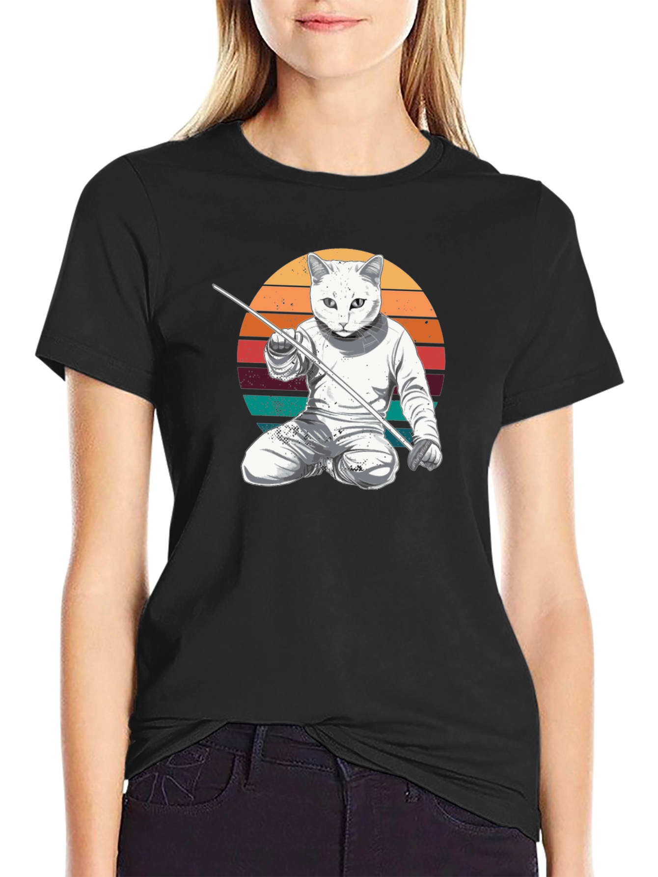 Cat Fencing Graphic Tee