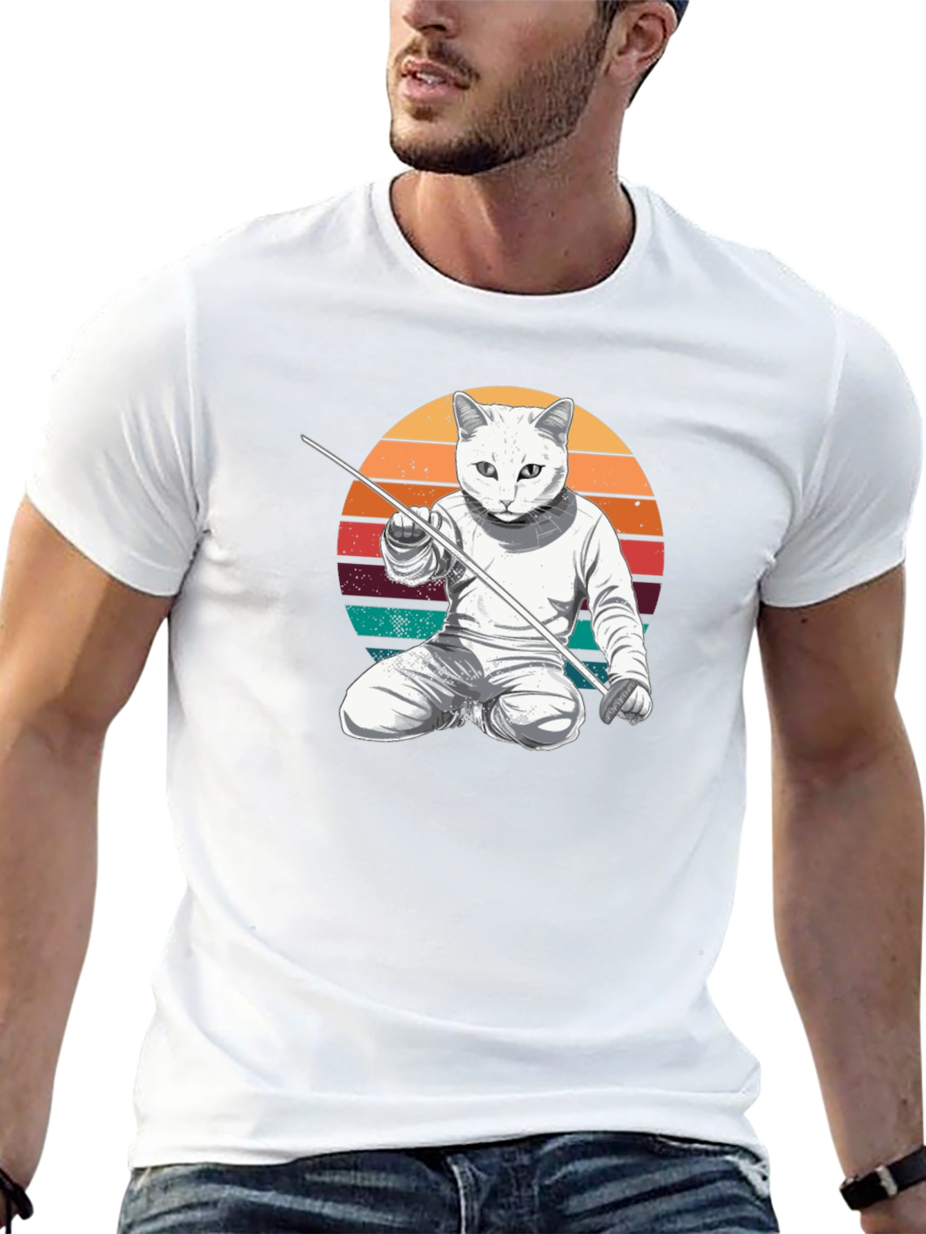 Cat Fencing Graphic Tee