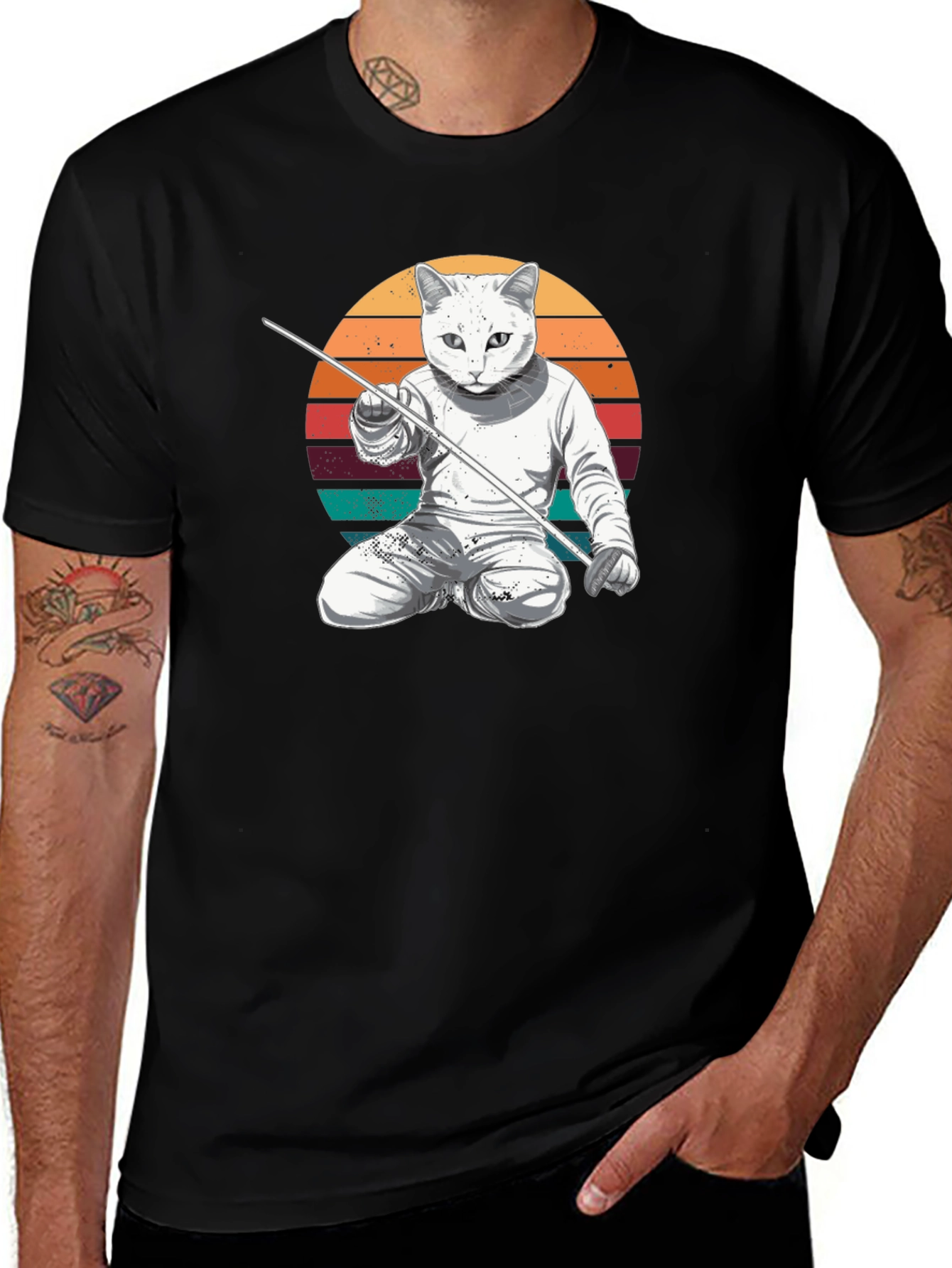 Cat Fencing Graphic Tee