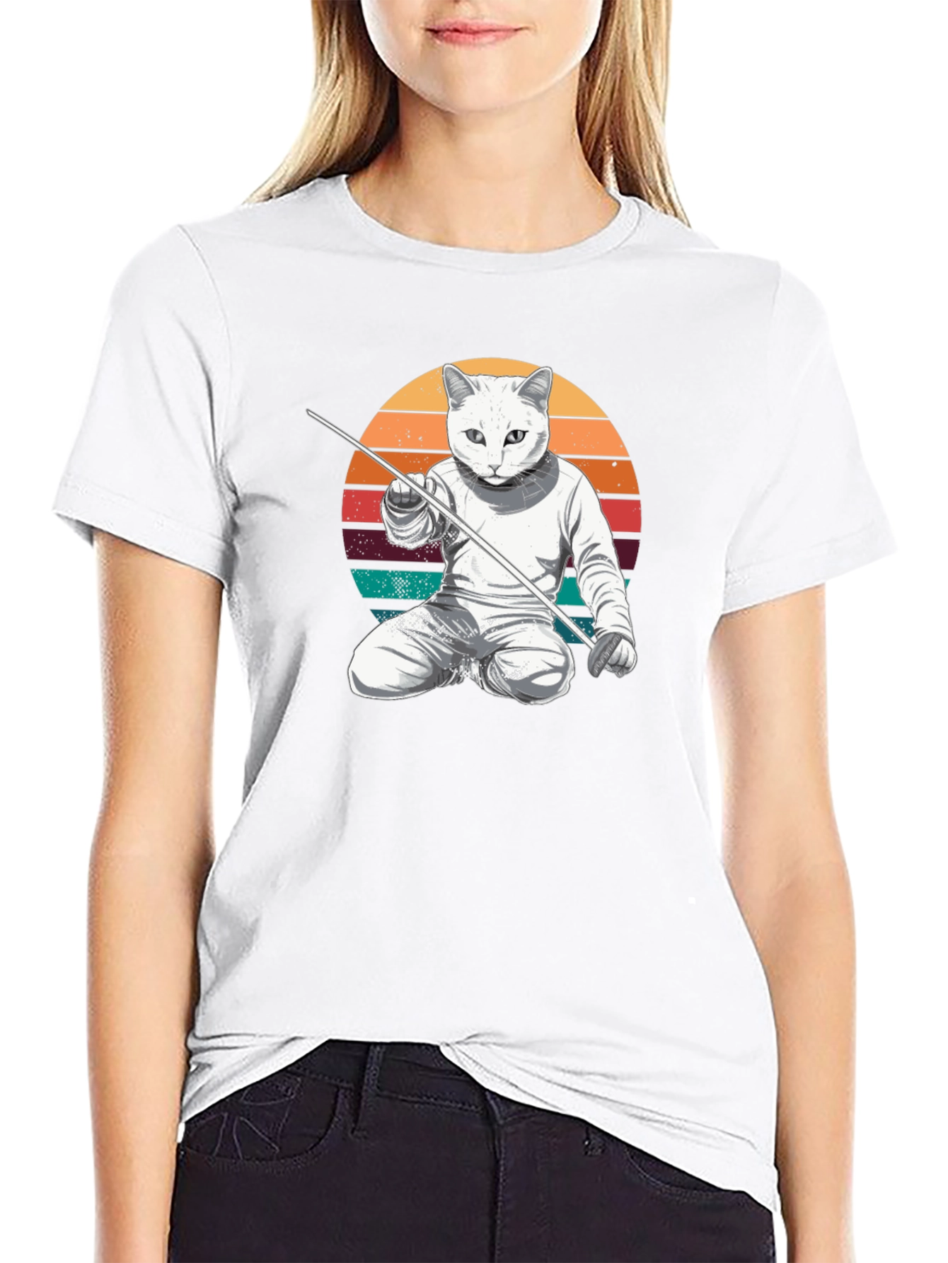 Cat Fencing Graphic Tee