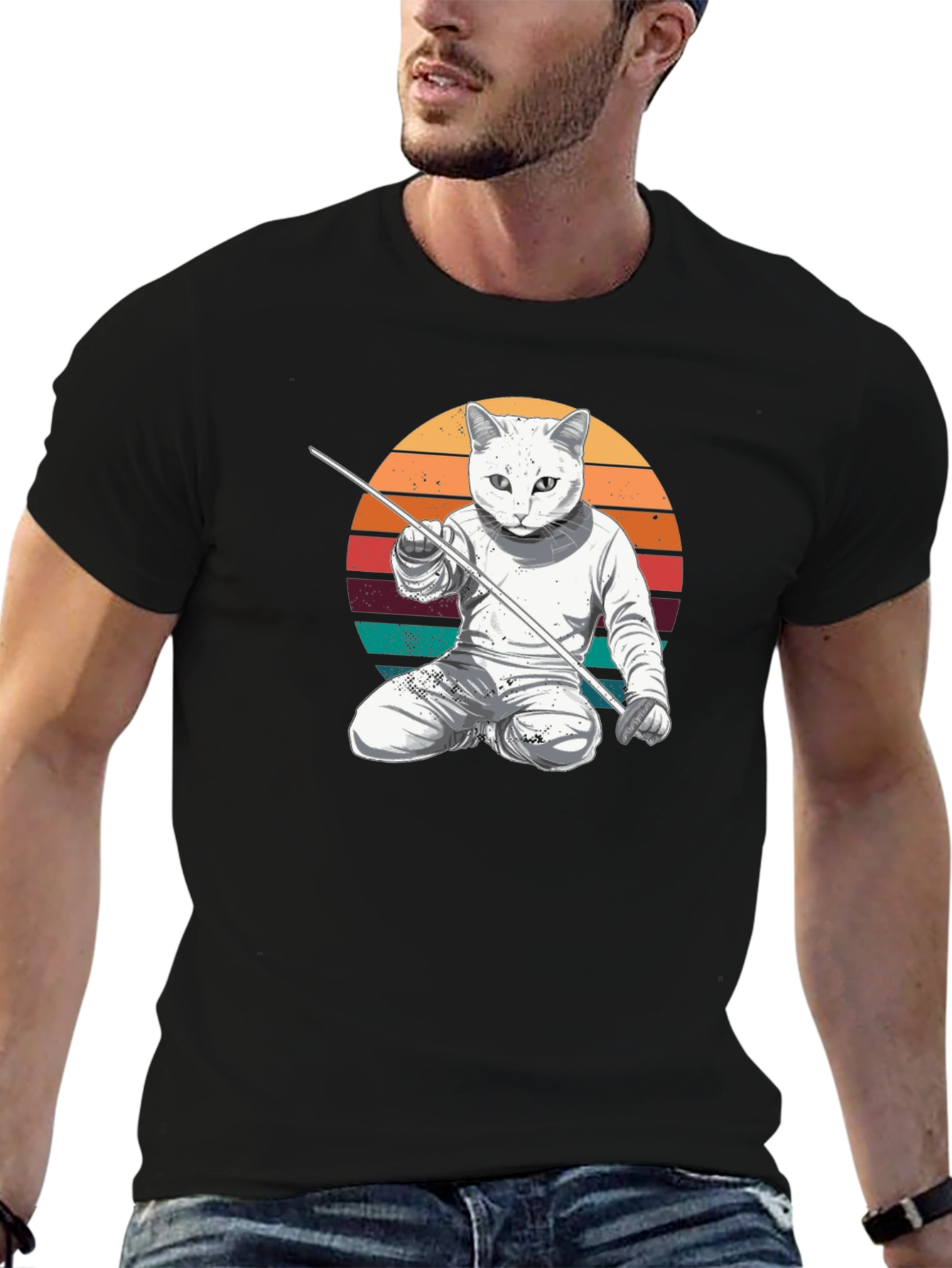 Cat Fencing Graphic Tee