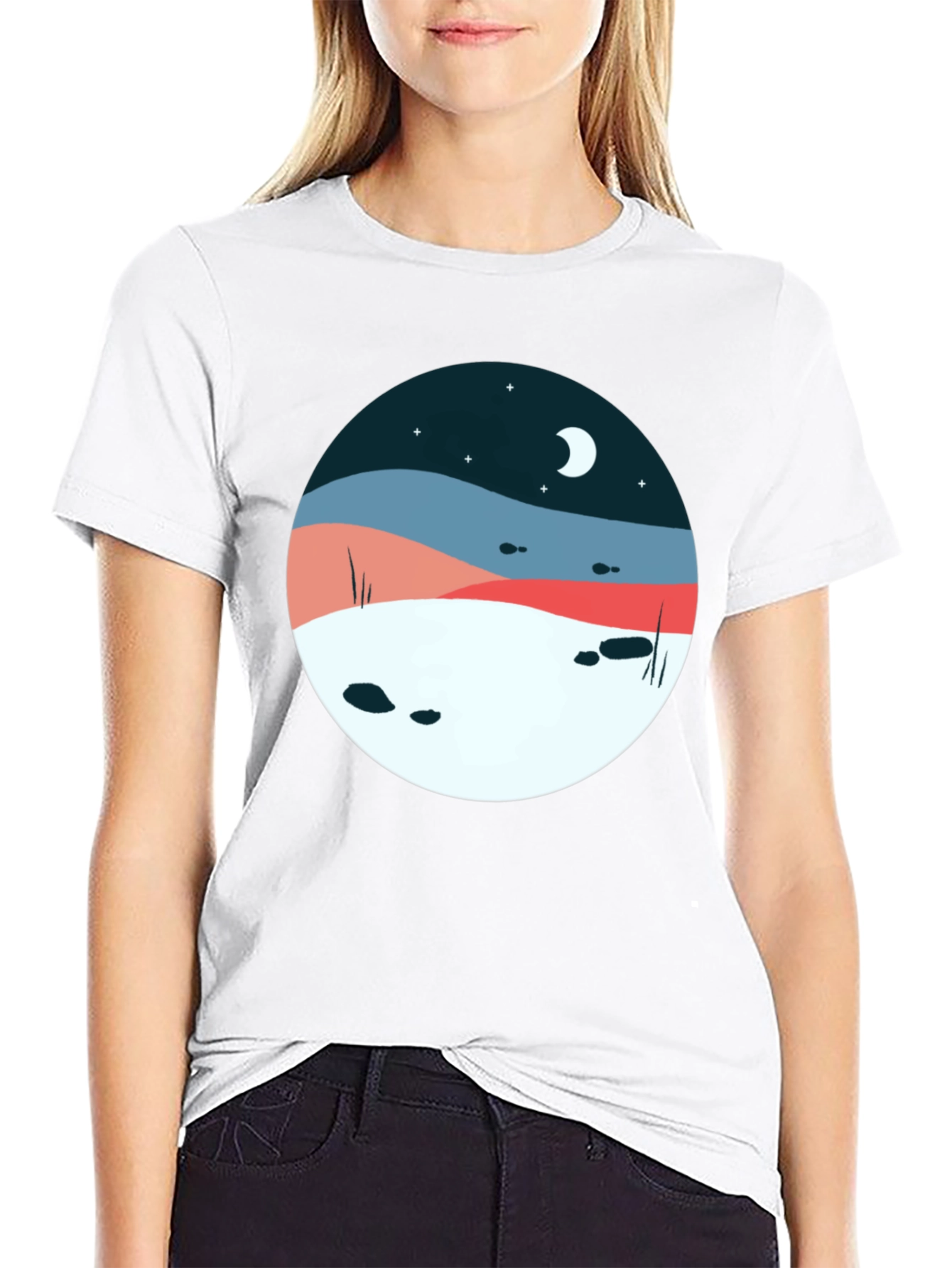 Nature Scene Graphic Tee - Black
