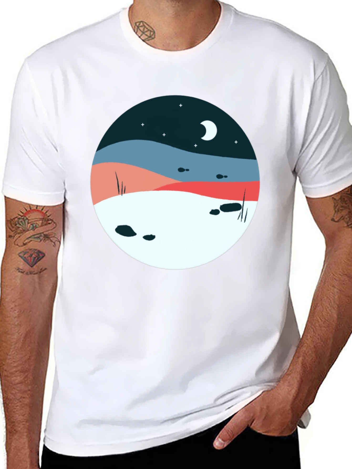 Nature Scene Graphic Tee - Black