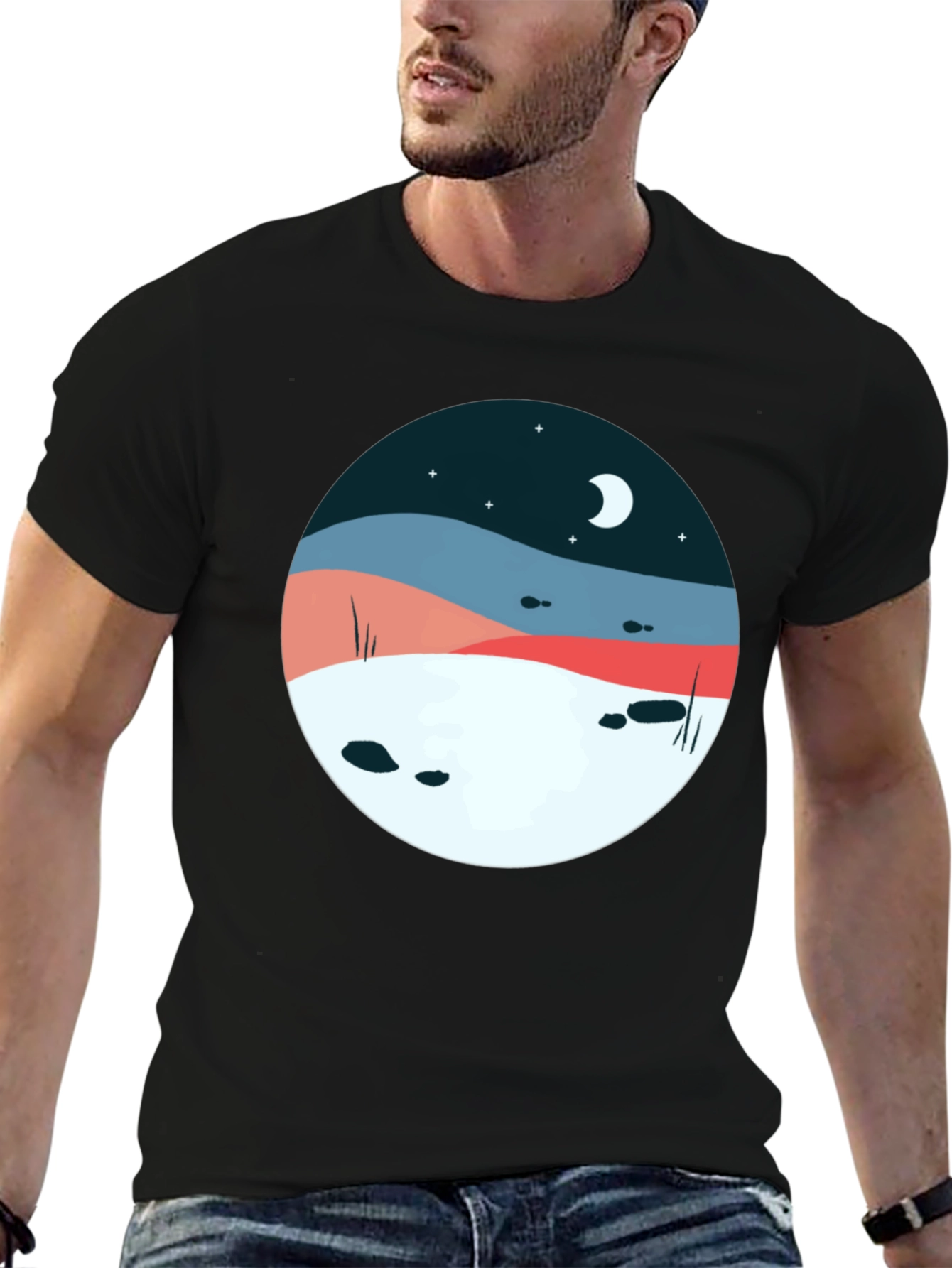 Nature Scene Graphic Tee - Black